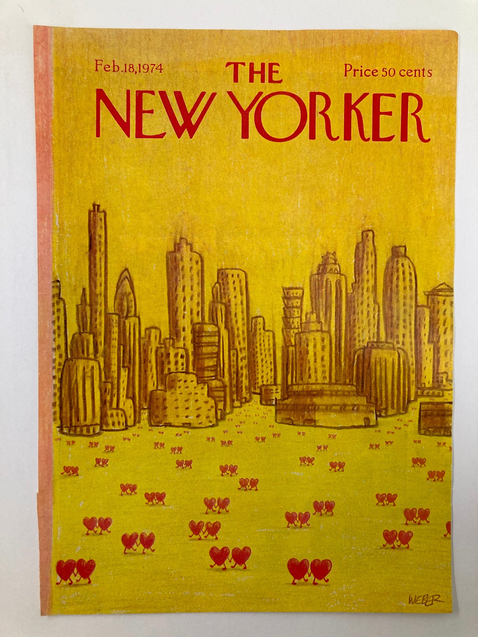 COVER ONLY The New Yorker February 18 1974 Couple of Hearts by Weber No Label