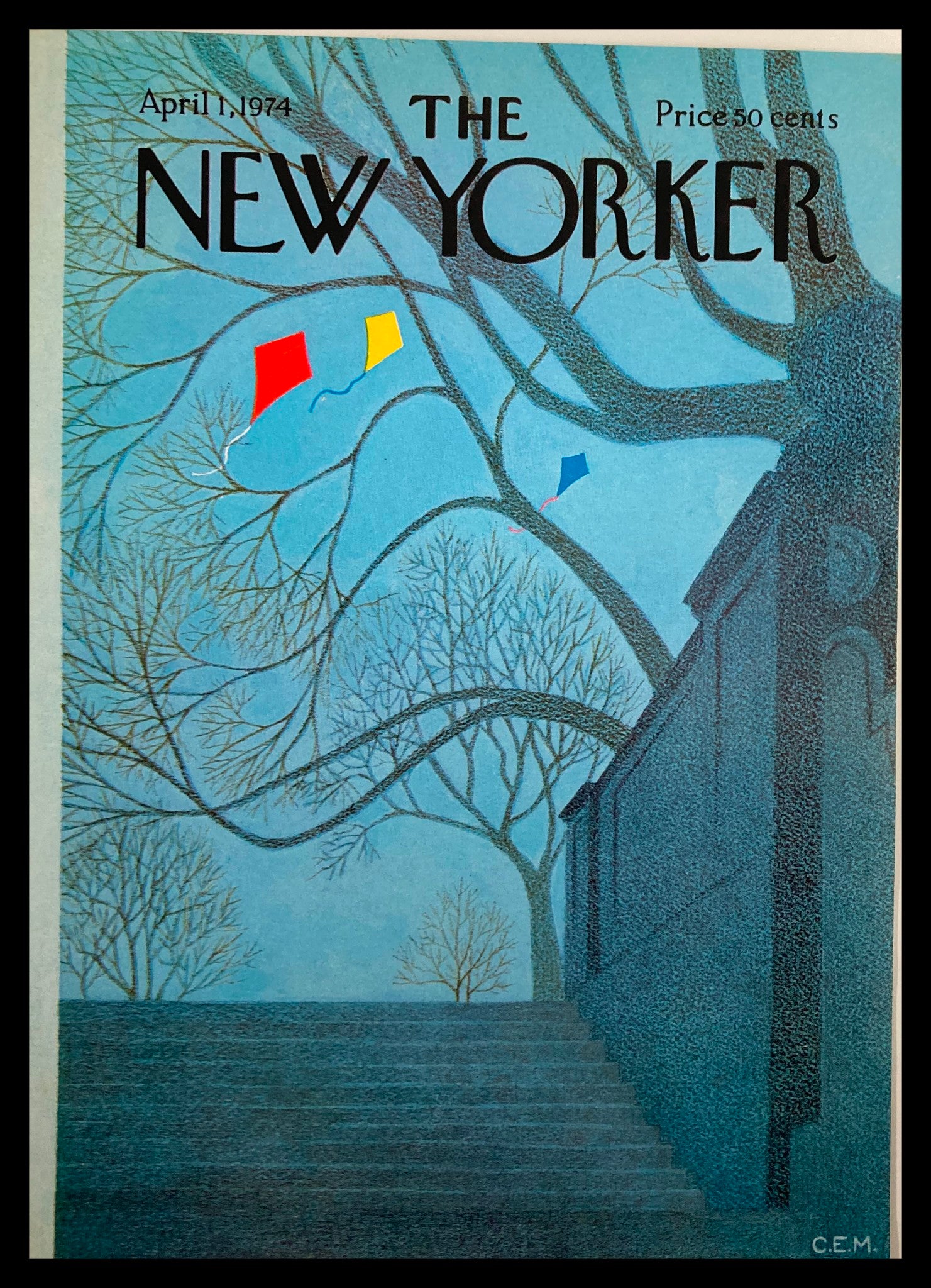 COVER ONLY The New Yorker April 1 1974 Kites Fly by Charles E. Martin No Label