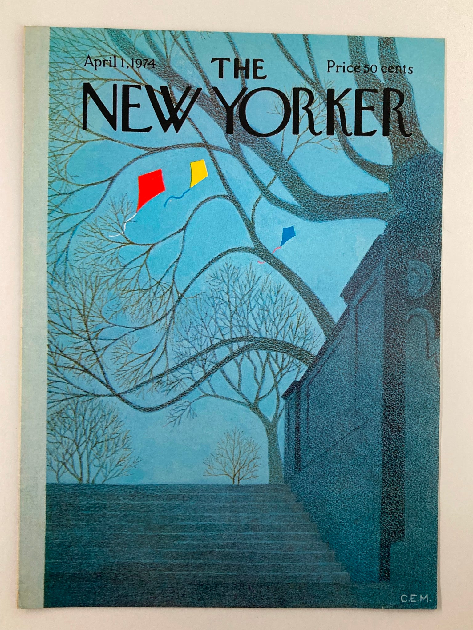 COVER ONLY The New Yorker April 1 1974 Kites Fly by Charles E. Martin No Label