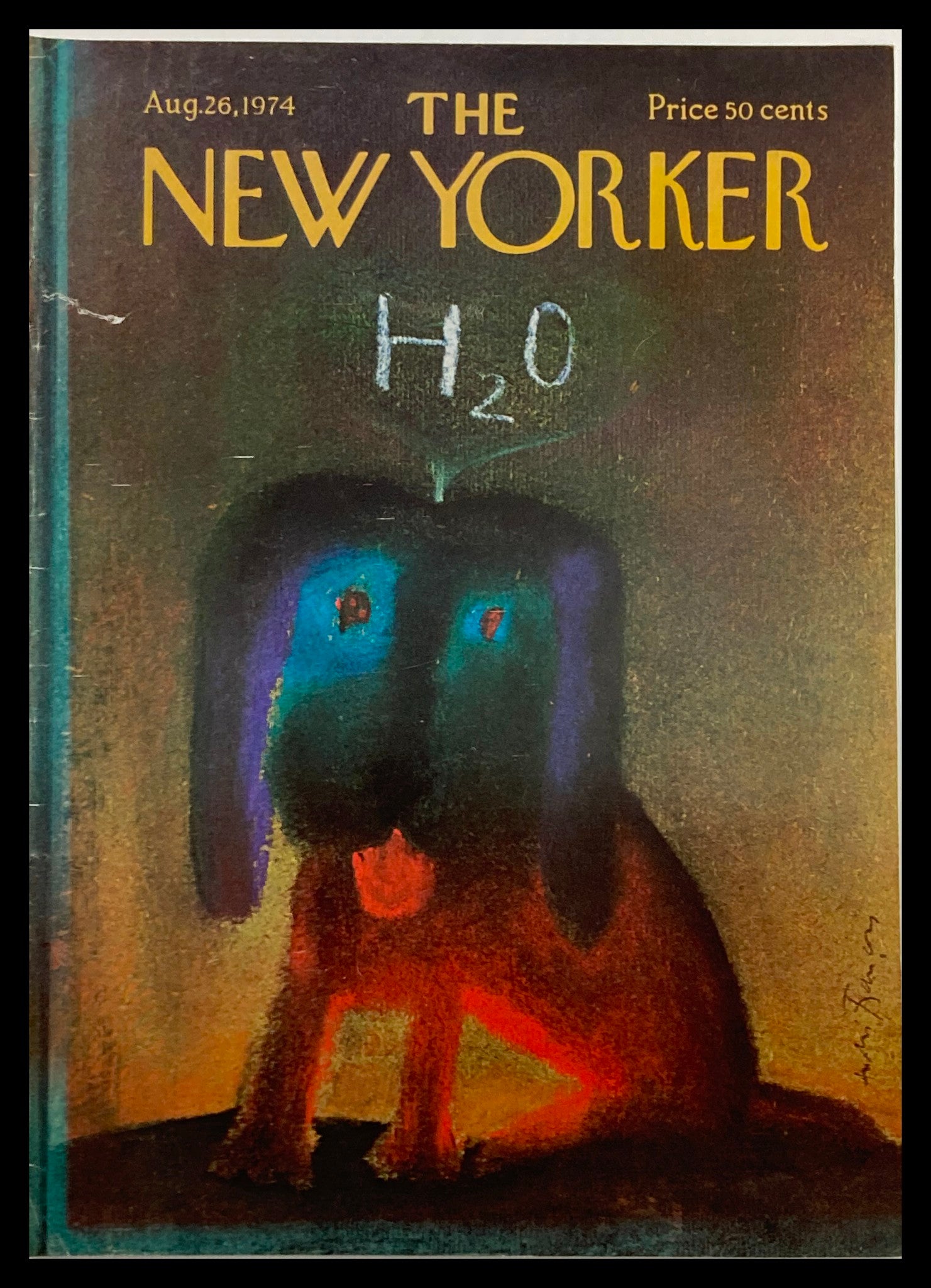 COVER ONLY The New Yorker August 26 1974 H2O Dog by Andrei Francois No Label