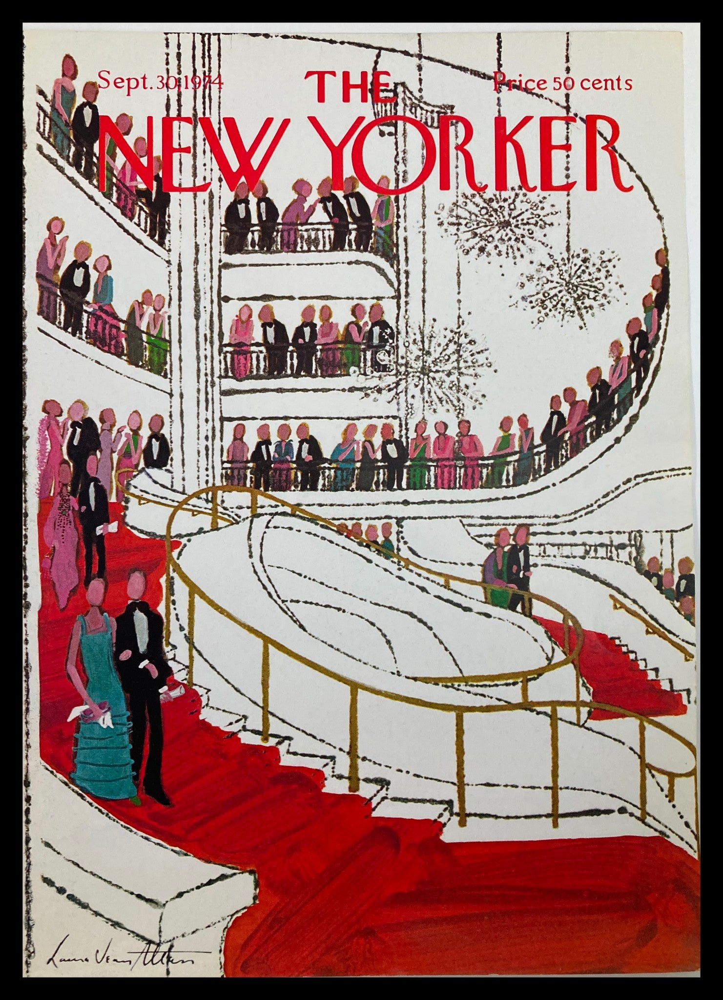 COVER ONLY The New Yorker September 30 1974 A Ball by Laura Jean Allen No Label