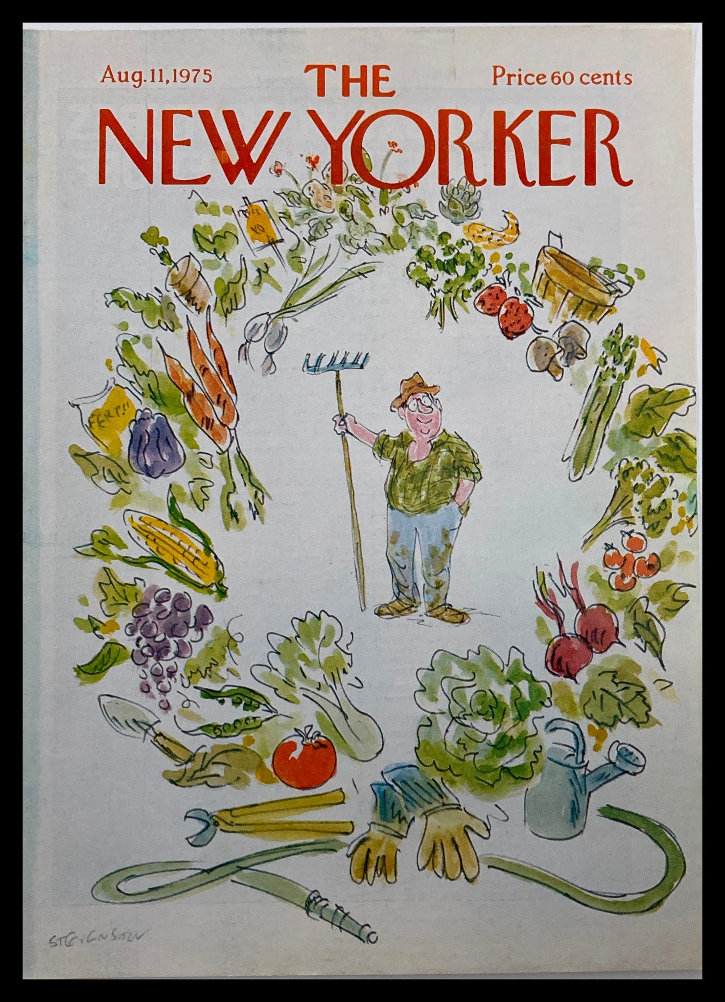 COVER ONLY The New Yorker August 11 1975 Going Organic by Stevenson No Label