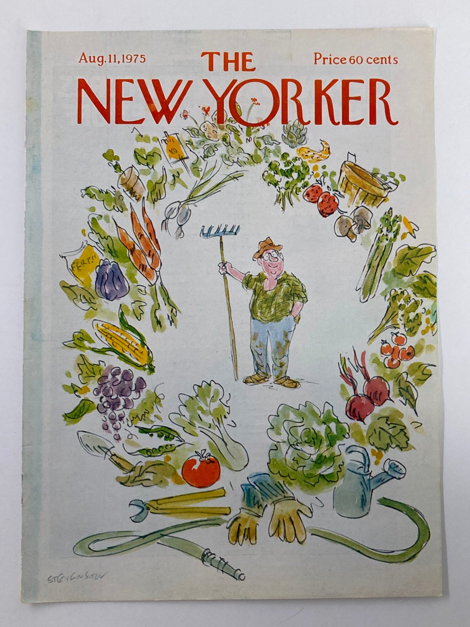 COVER ONLY The New Yorker August 11 1975 Going Organic by Stevenson No Label