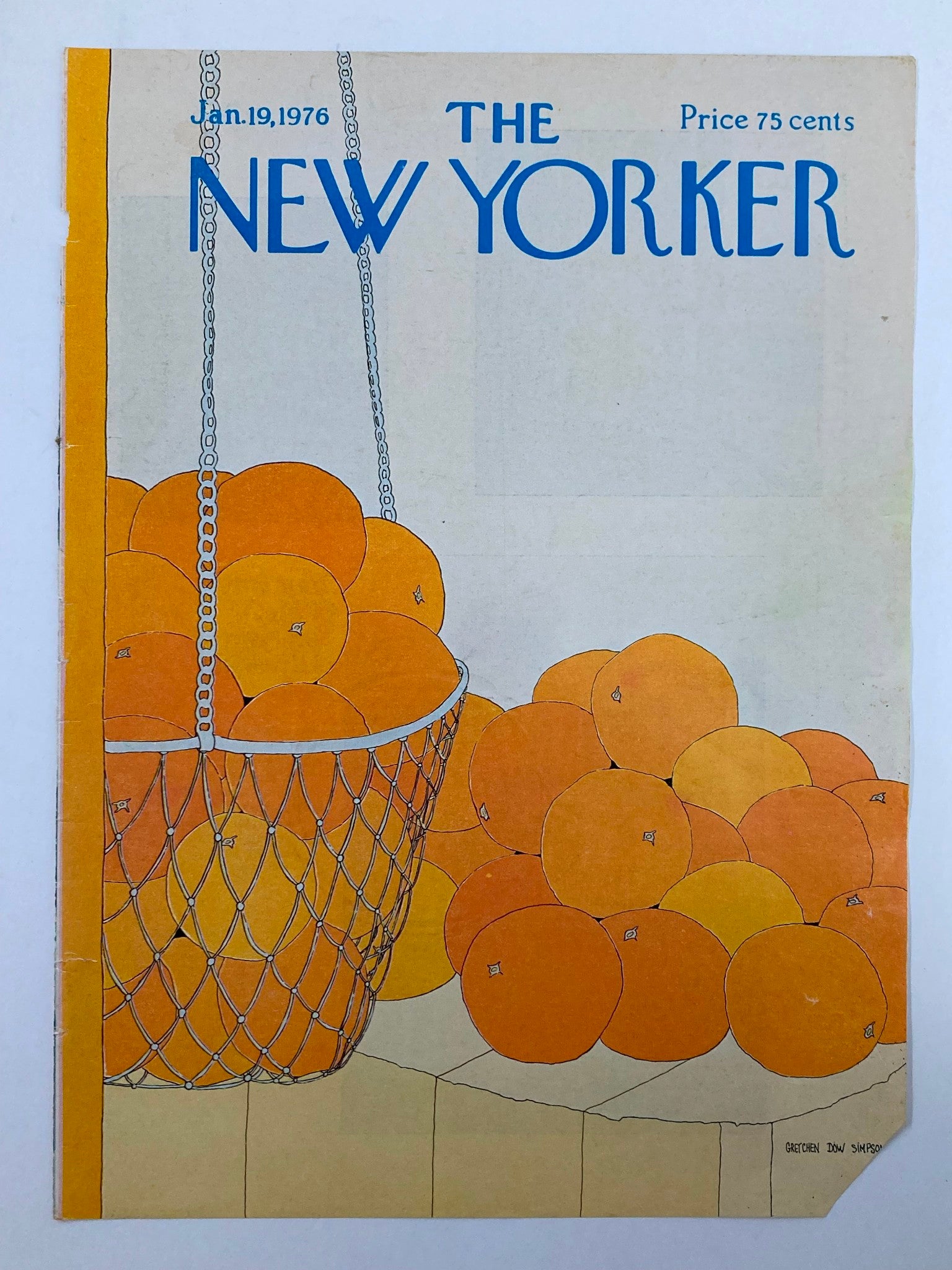 COVER ONLY The New Yorker January 19 1976 Oranges by Gretchen Simpson No Label