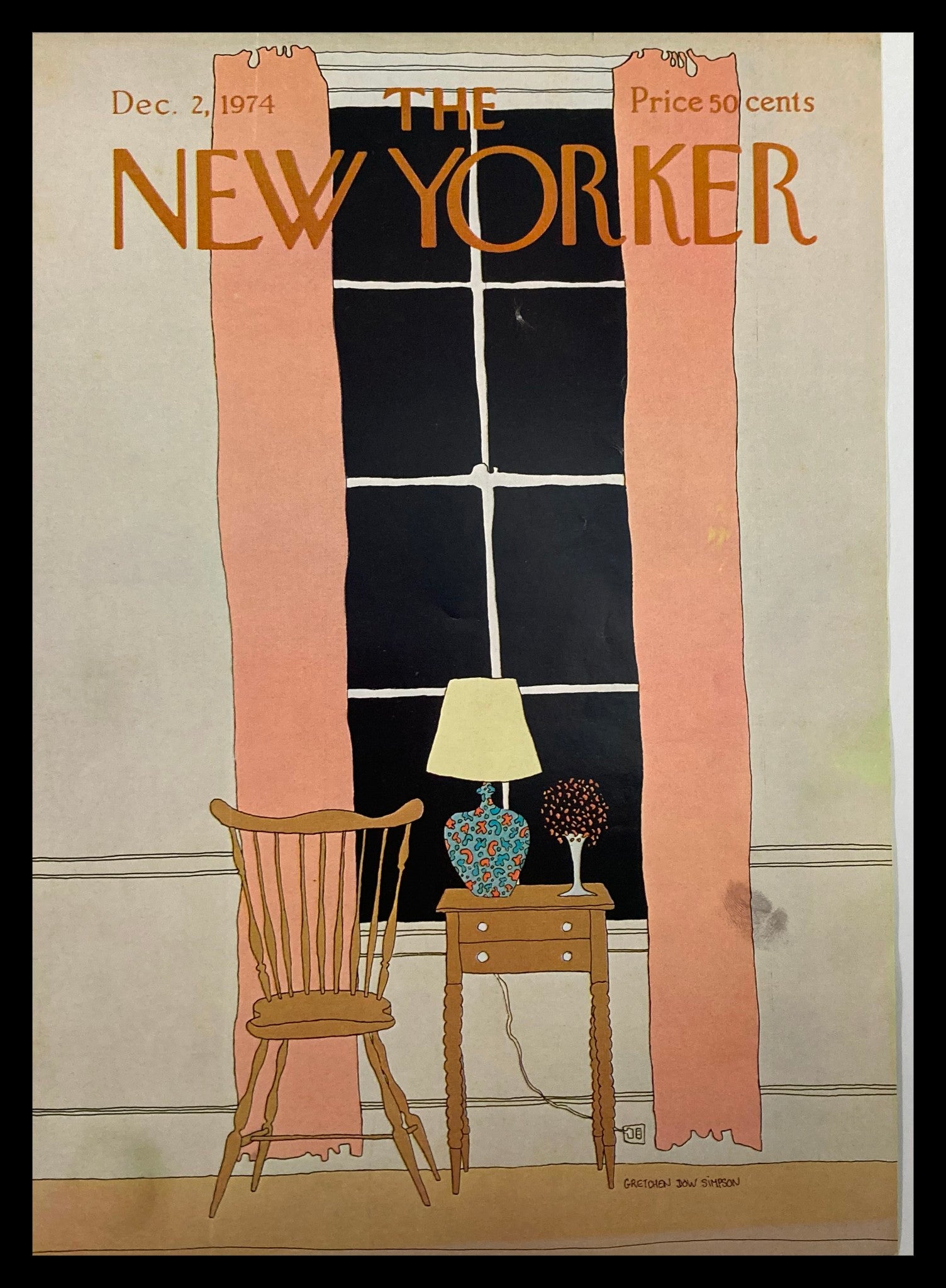 COVER ONLY The New Yorker December 2 1974 Side Table by G. D. Simpson No Label