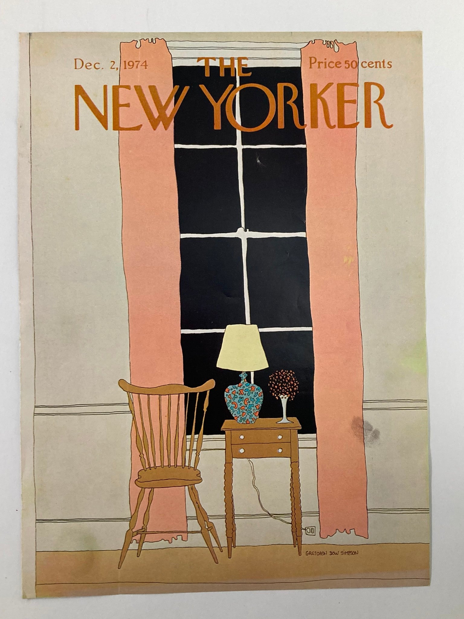 COVER ONLY The New Yorker December 2 1974 Side Table by G. D. Simpson No Label