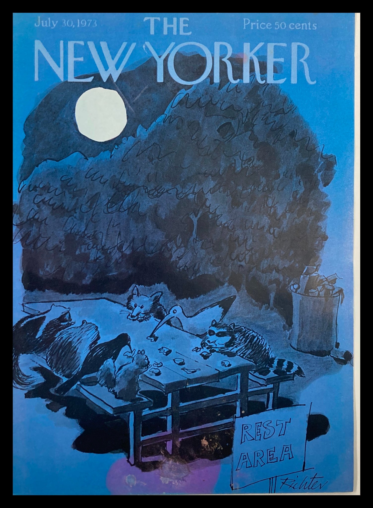 COVER ONLY The New Yorker July 30 1973 Rest Area by Mischa Richter No Label