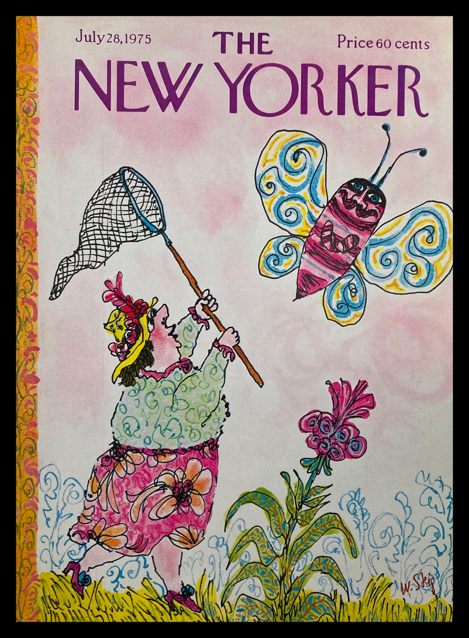 COVER ONLY The New Yorker July 28 1975 Trying To Catch by W. Steig No Label