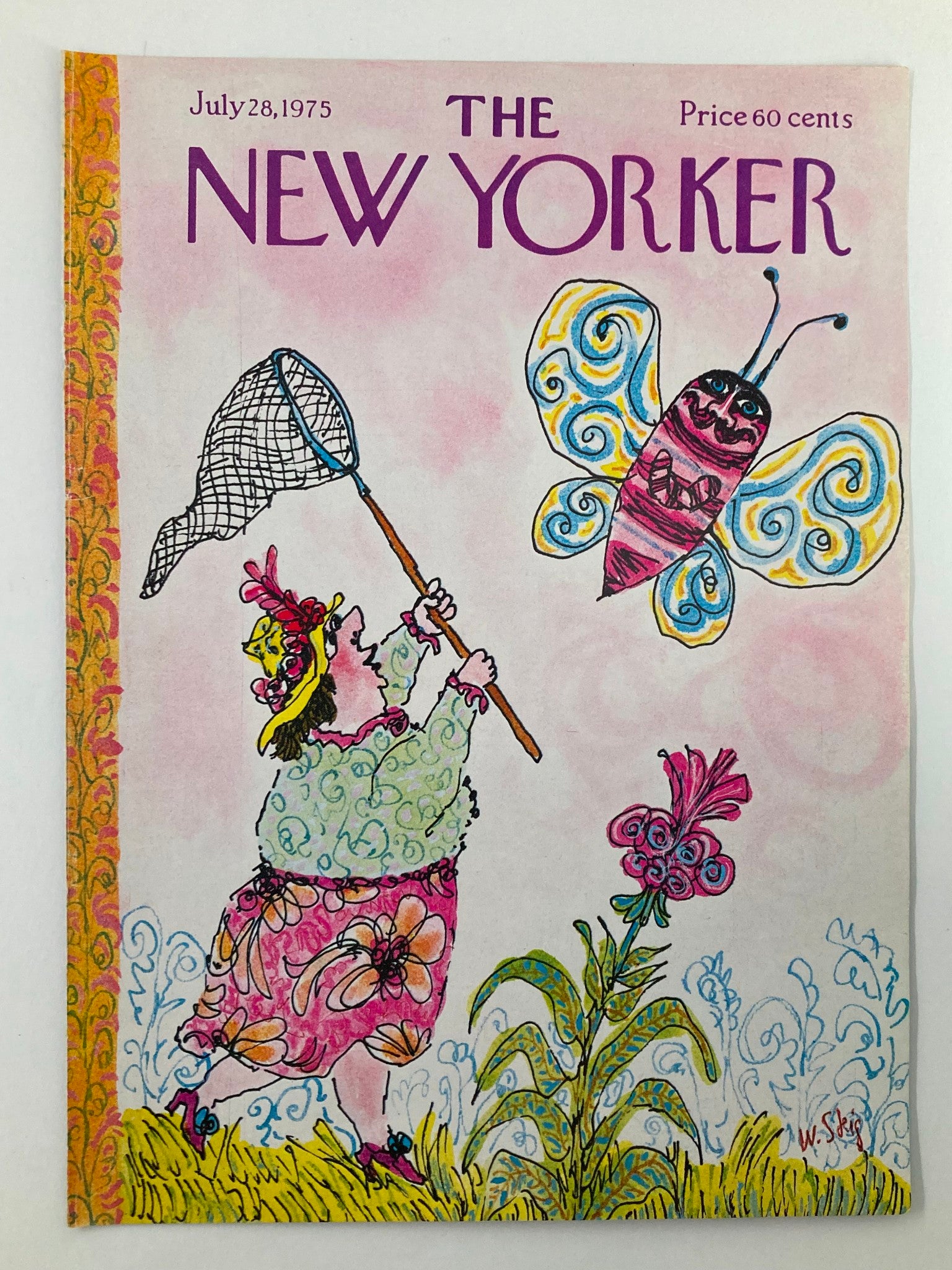 COVER ONLY The New Yorker July 28 1975 Trying To Catch by W. Steig No Label