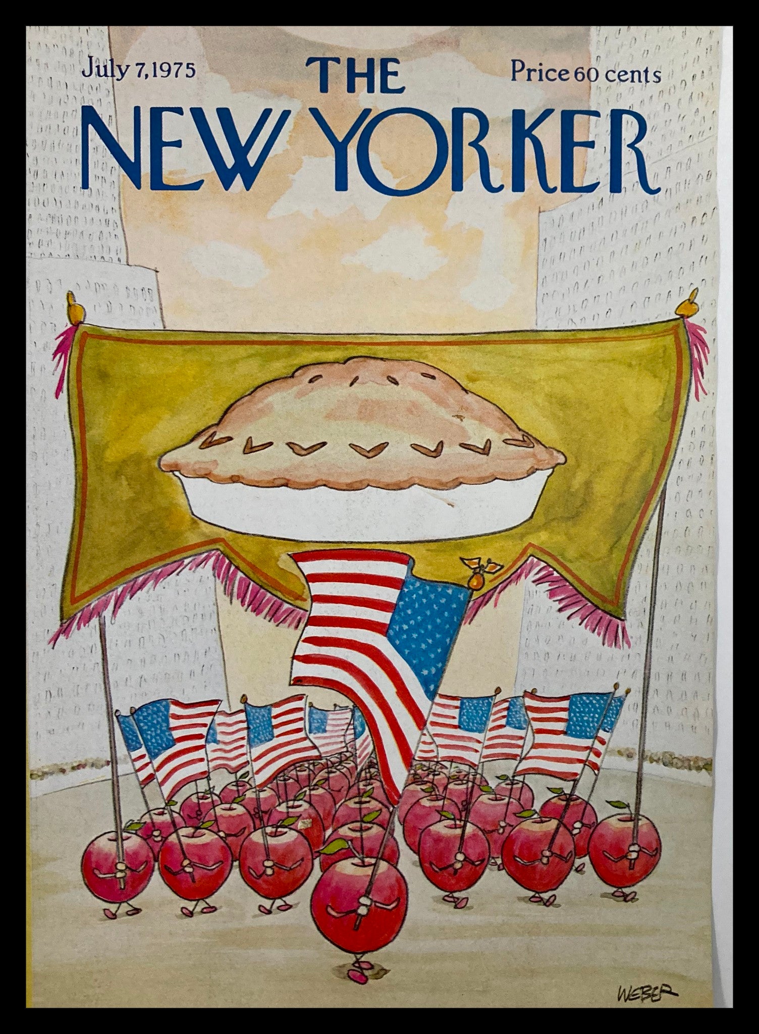 COVER ONLY The New Yorker July 7 1975 Apple Pie Army by Robert Weber No Label