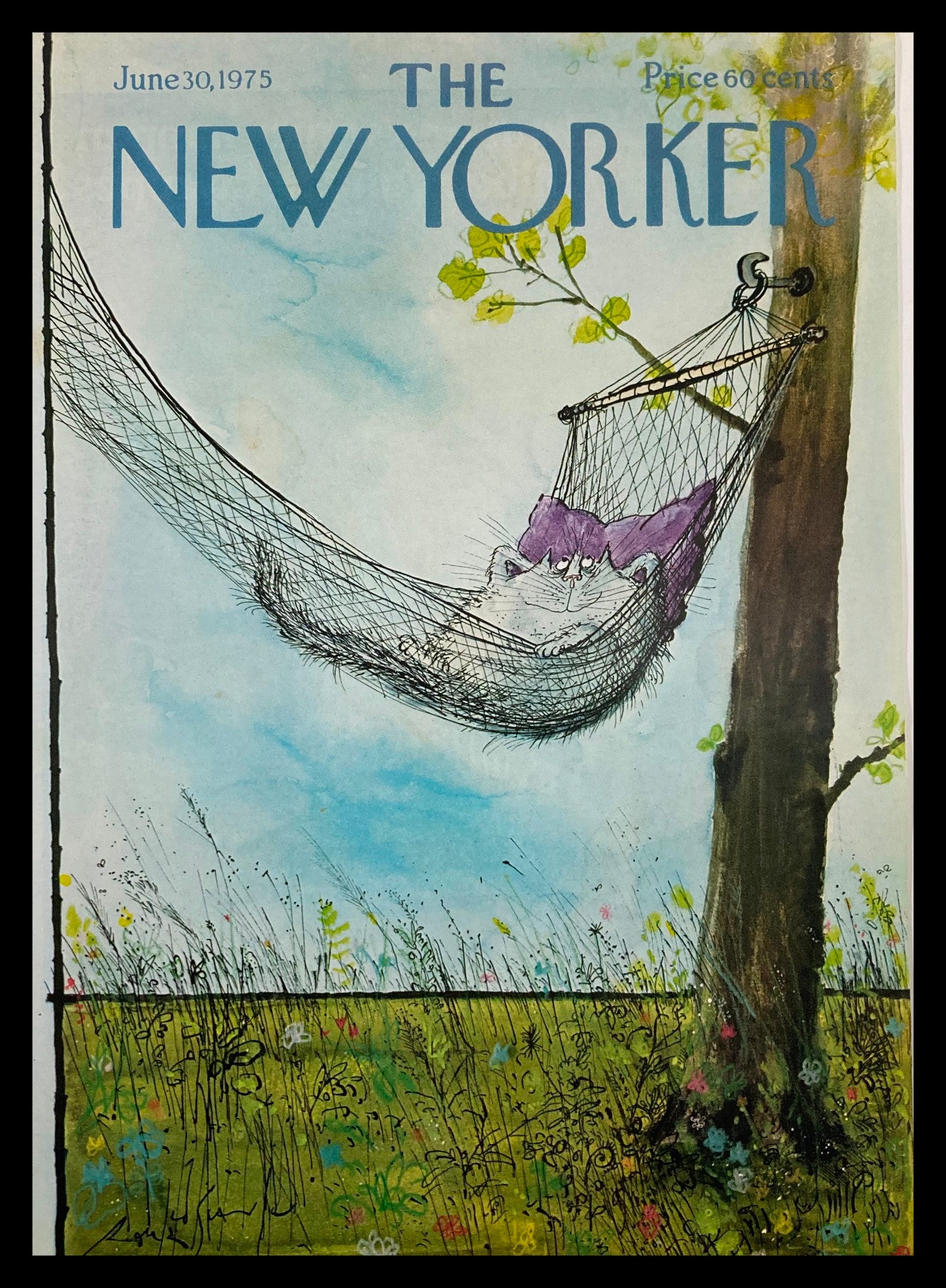 COVER ONLY The New Yorker June 30 1975 Cat Swing by Ronald Searle No Label