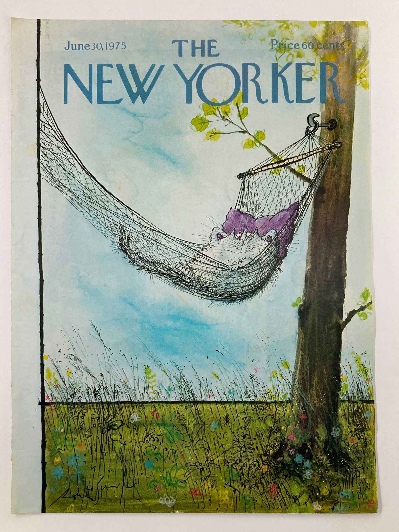 COVER ONLY The New Yorker June 30 1975 Cat Swing by Ronald Searle No Label