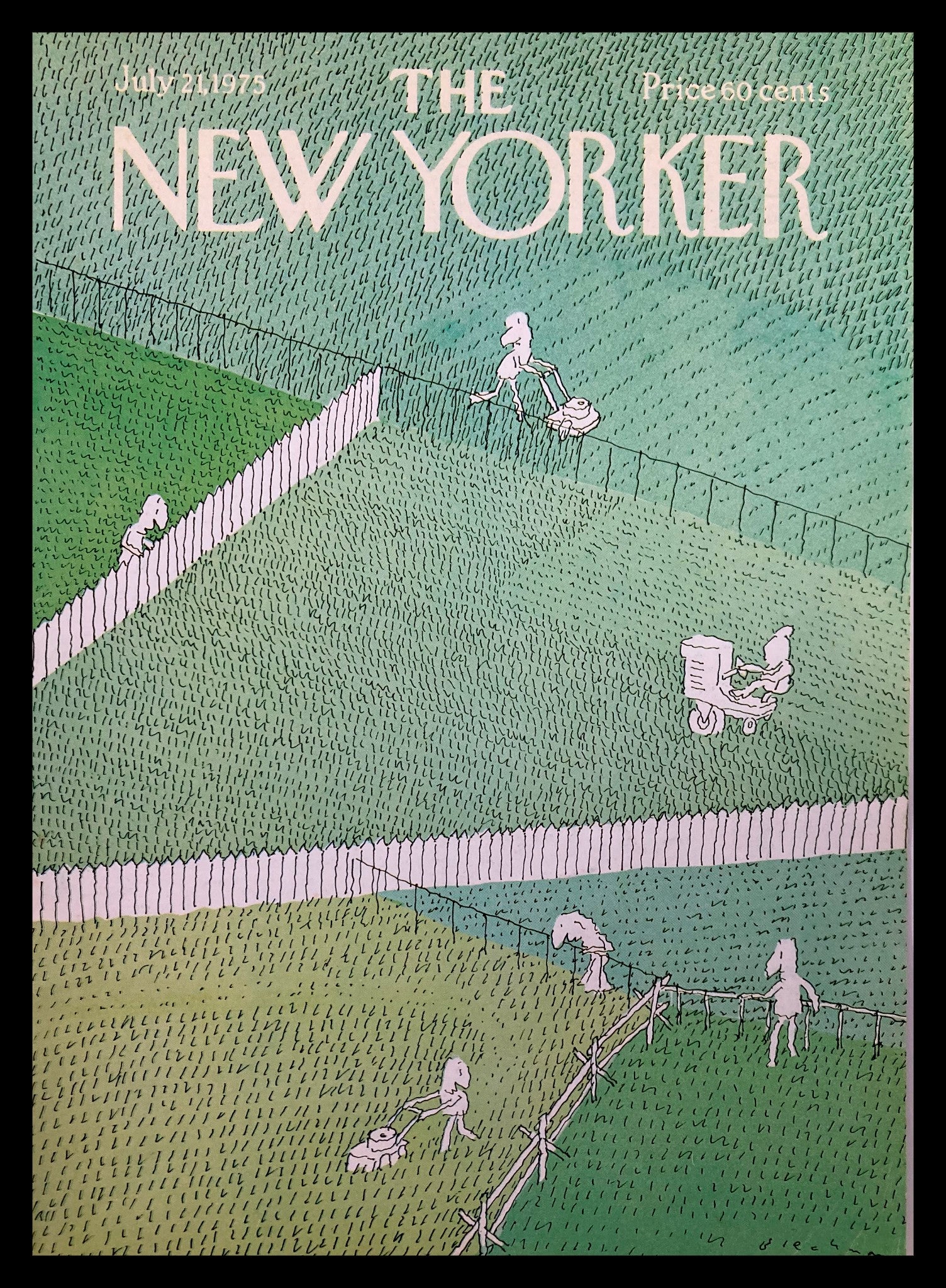 COVER ONLY The New Yorker July 21 1975 Lawn Mower by R.O. Blechman No Label