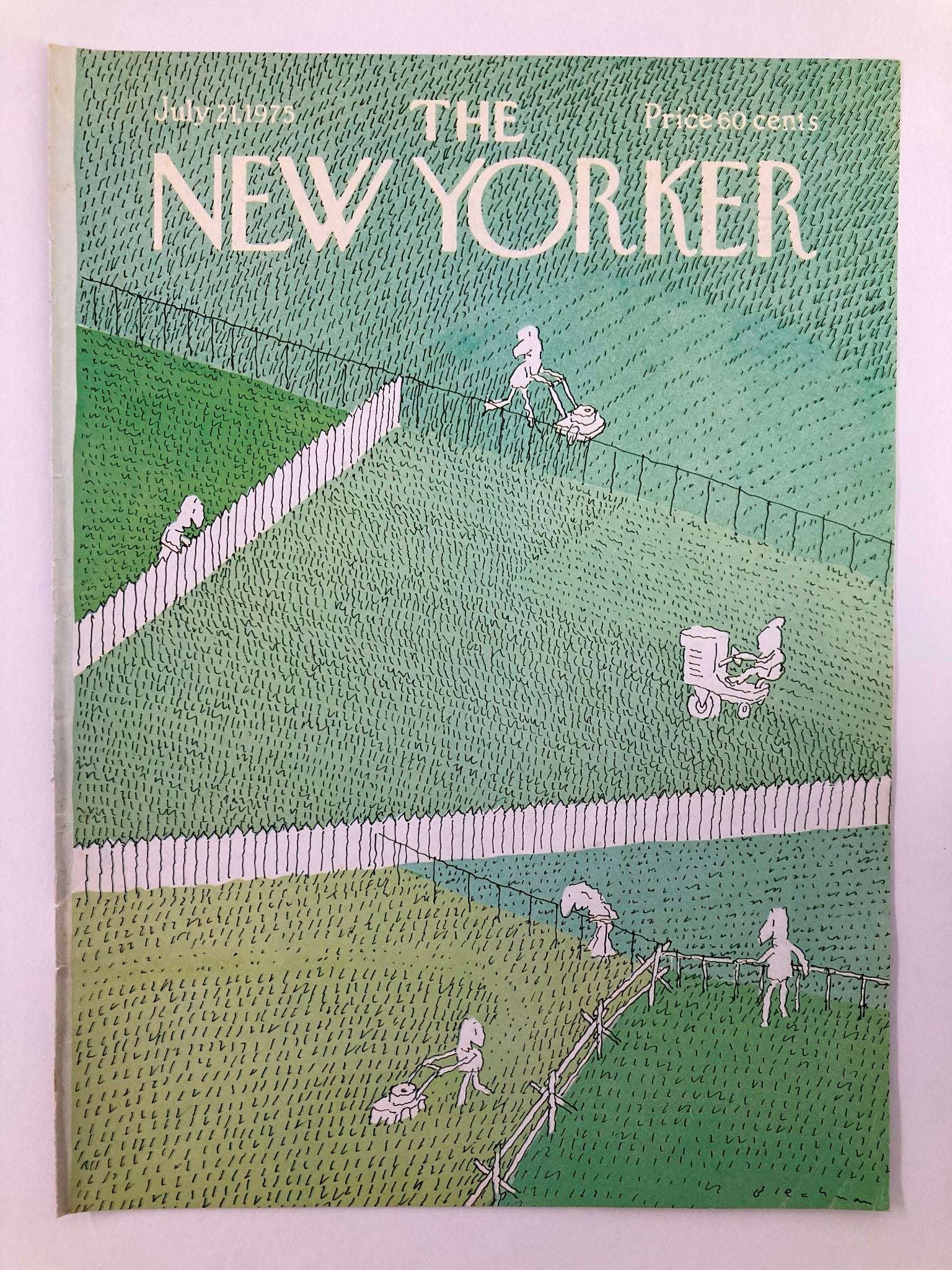 COVER ONLY The New Yorker July 21 1975 Lawn Mower by R.O. Blechman No Label