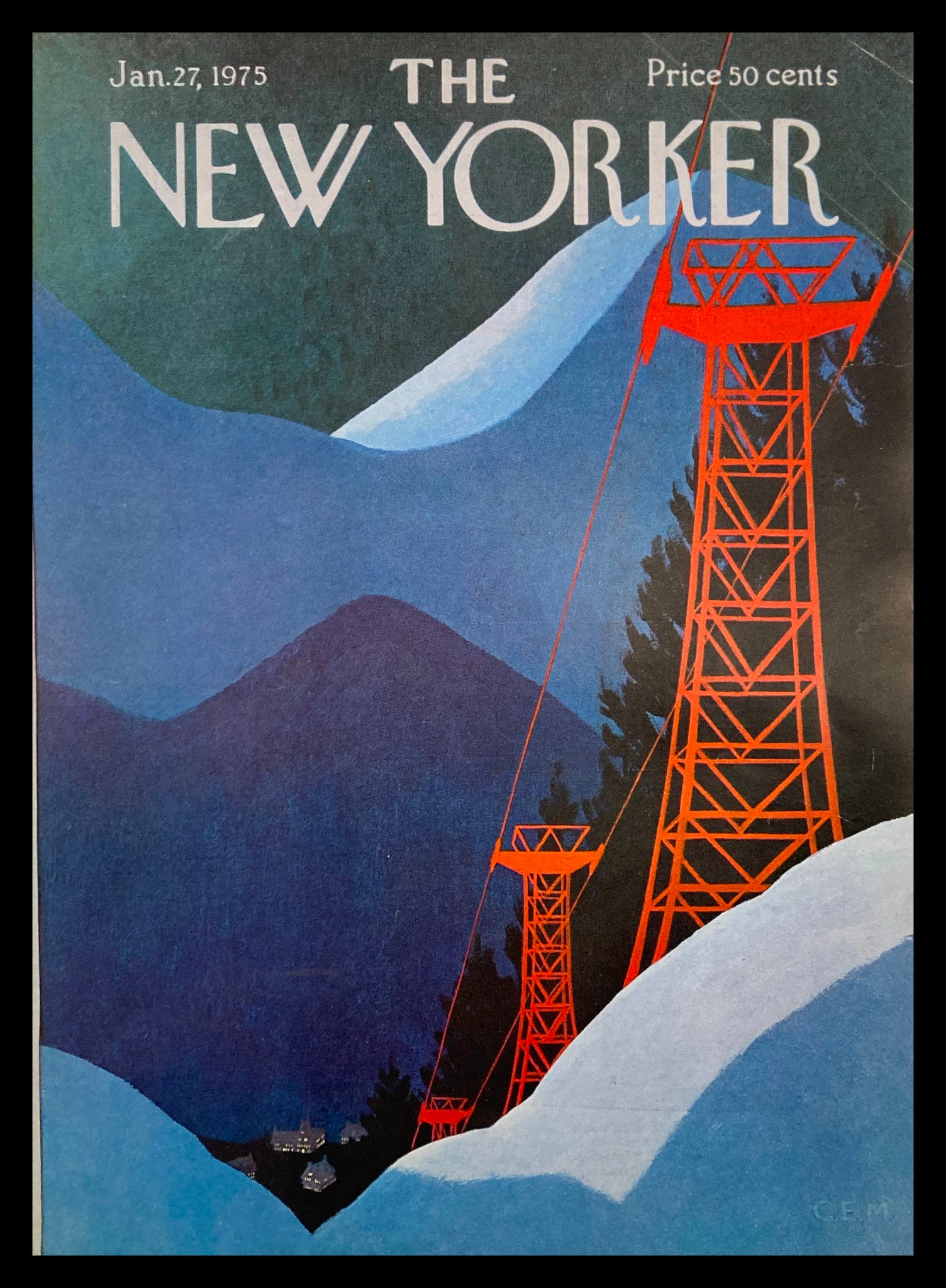 COVER ONLY The New Yorker January 27 1975 Cable Lines by Charles Martin No Label