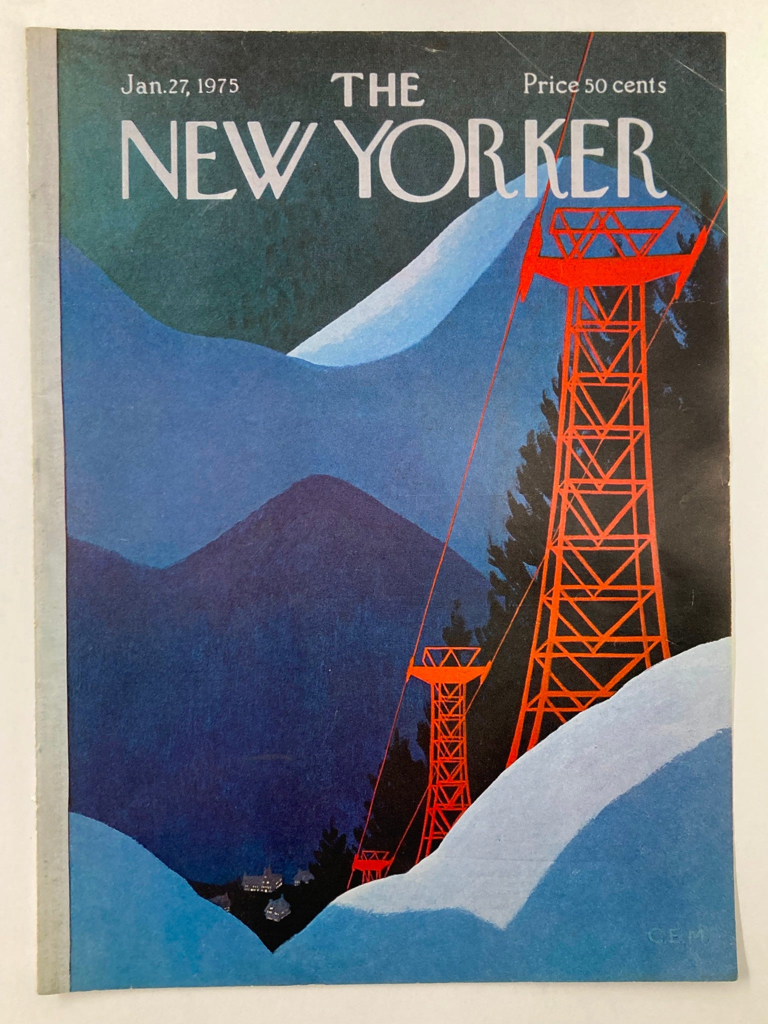 COVER ONLY The New Yorker January 27 1975 Cable Lines by Charles Martin No Label