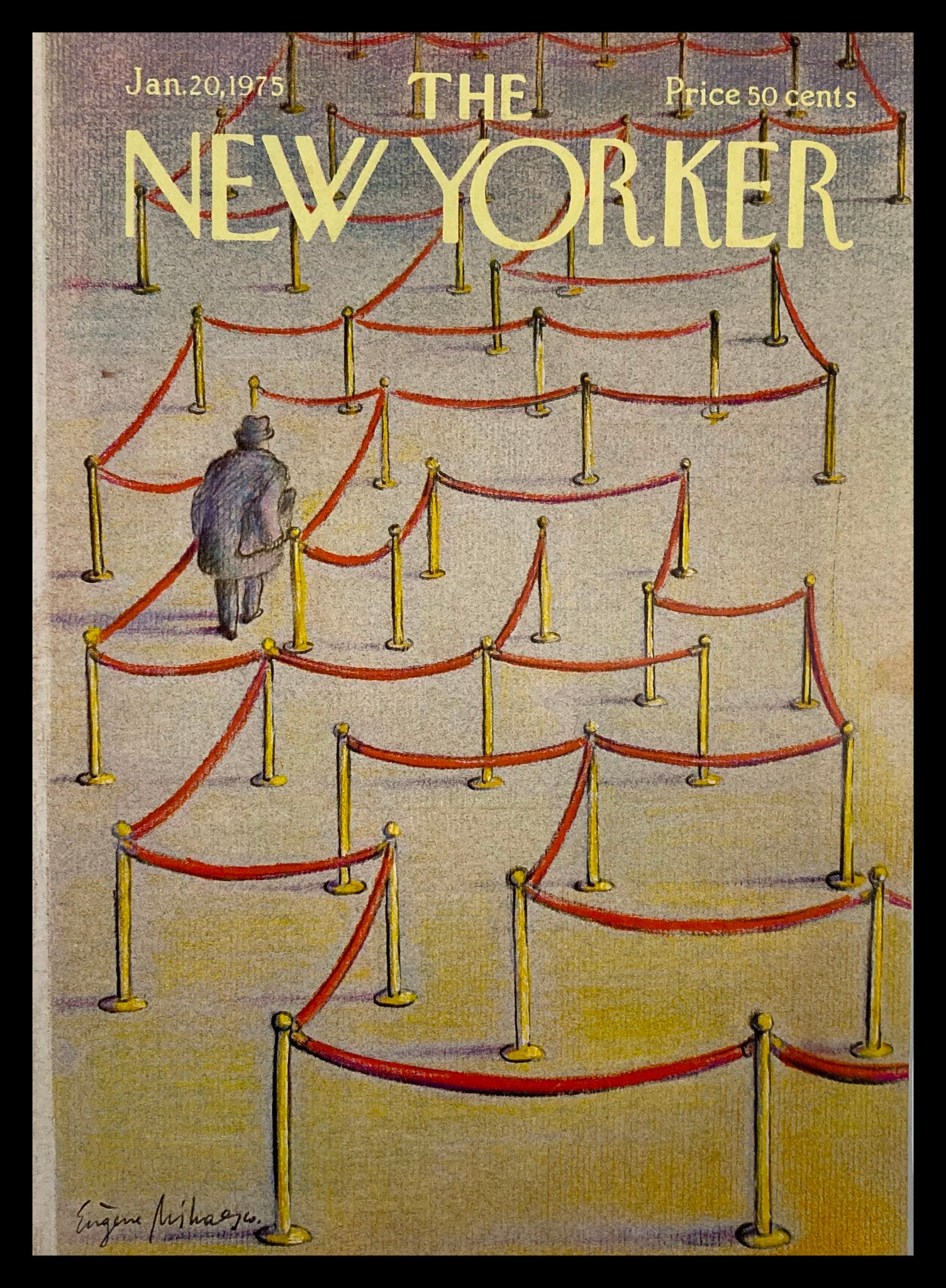 COVER ONLY The New Yorker January 20 1975 What Line by Eugene Mihaesco No Label