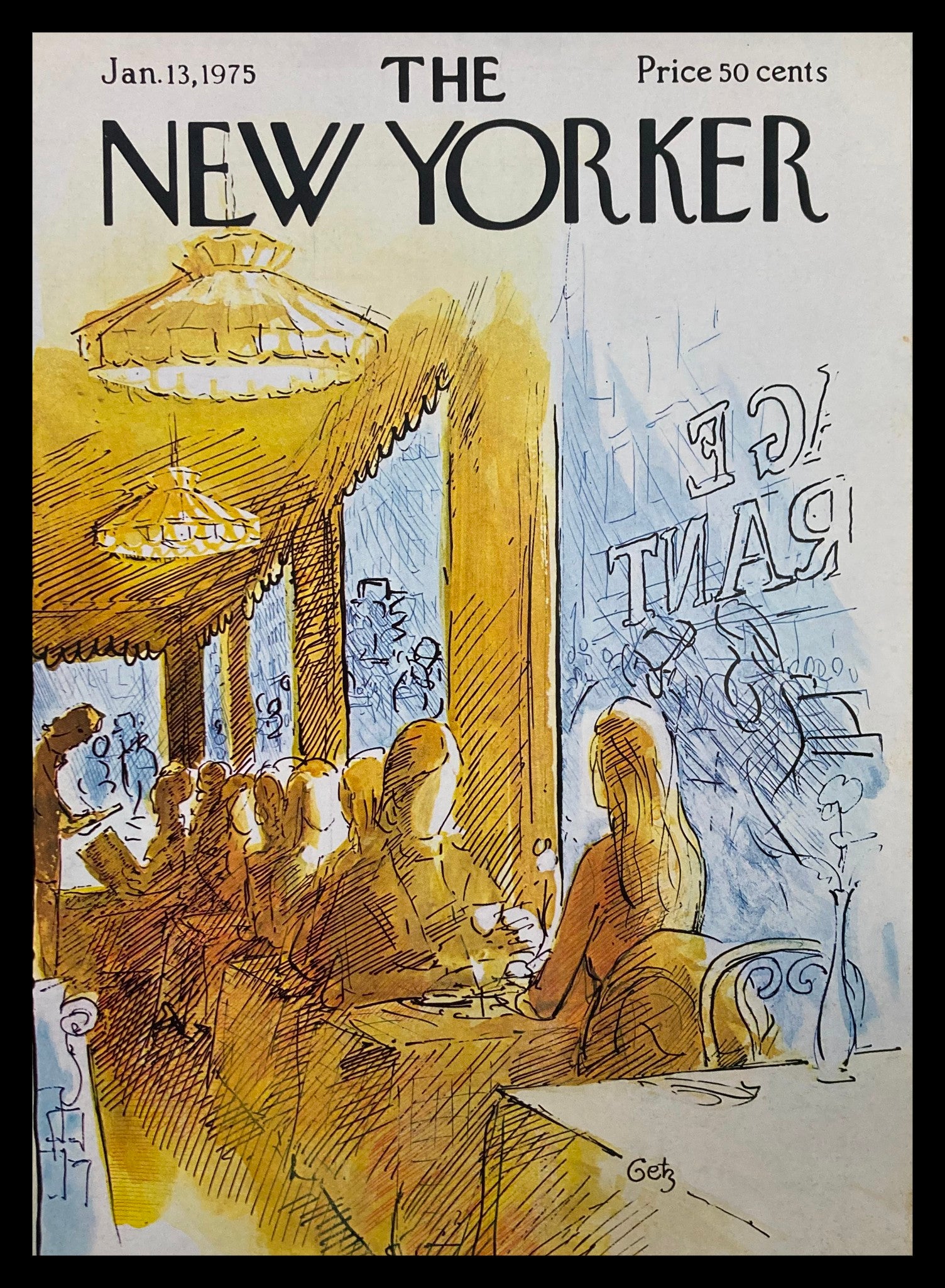 COVER ONLY The New Yorker January 13 1975 Menu Please by Arthur Getz No Label