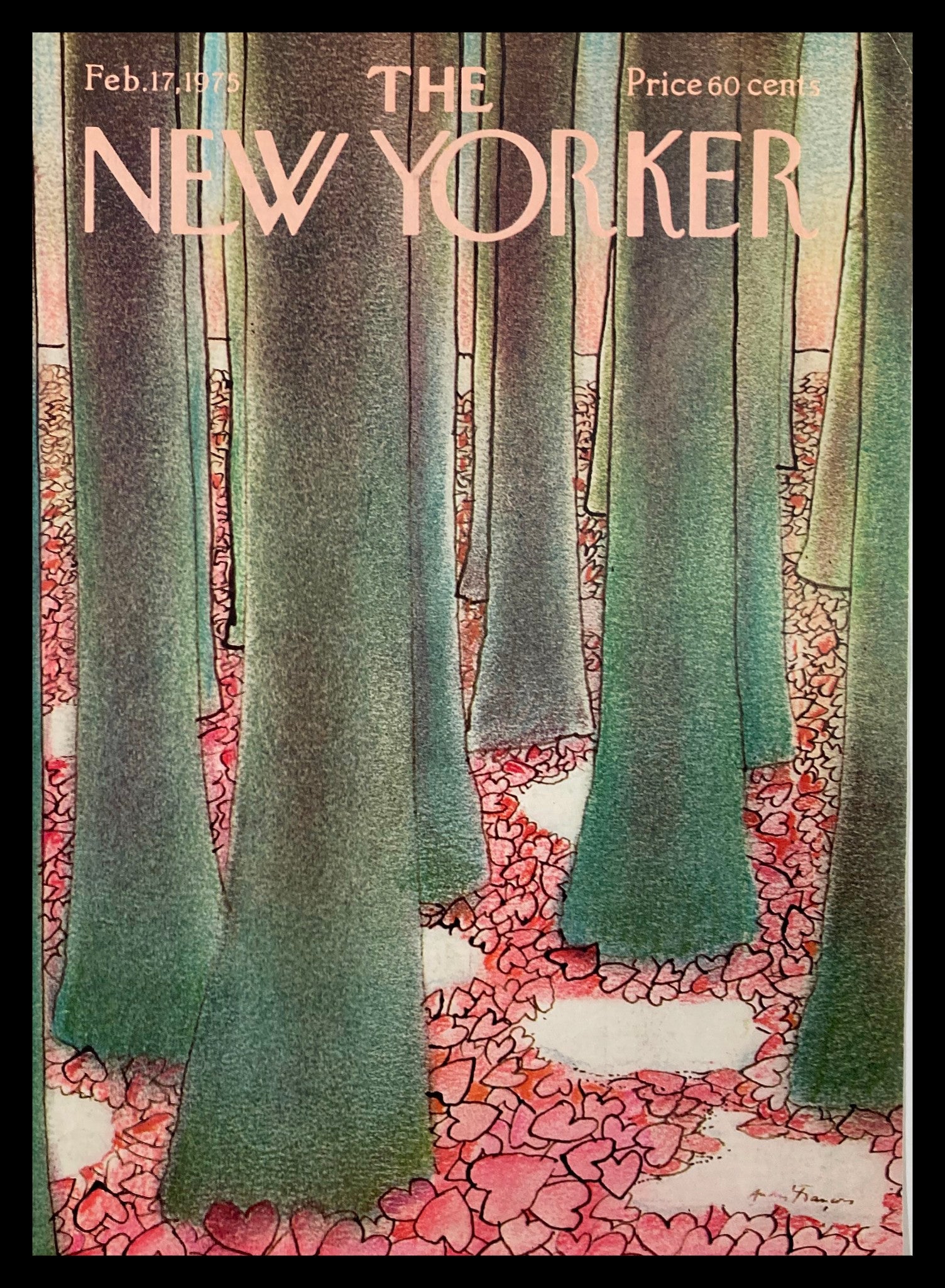 COVER ONLY The New Yorker February 17 1975 Heart Leaves by A. Francois No Label