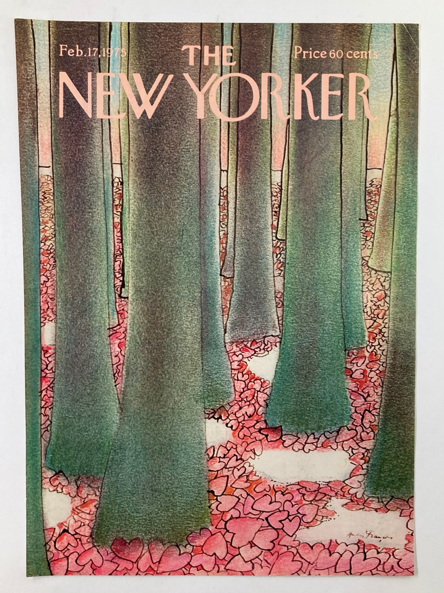 COVER ONLY The New Yorker February 17 1975 Heart Leaves by A. Francois No Label