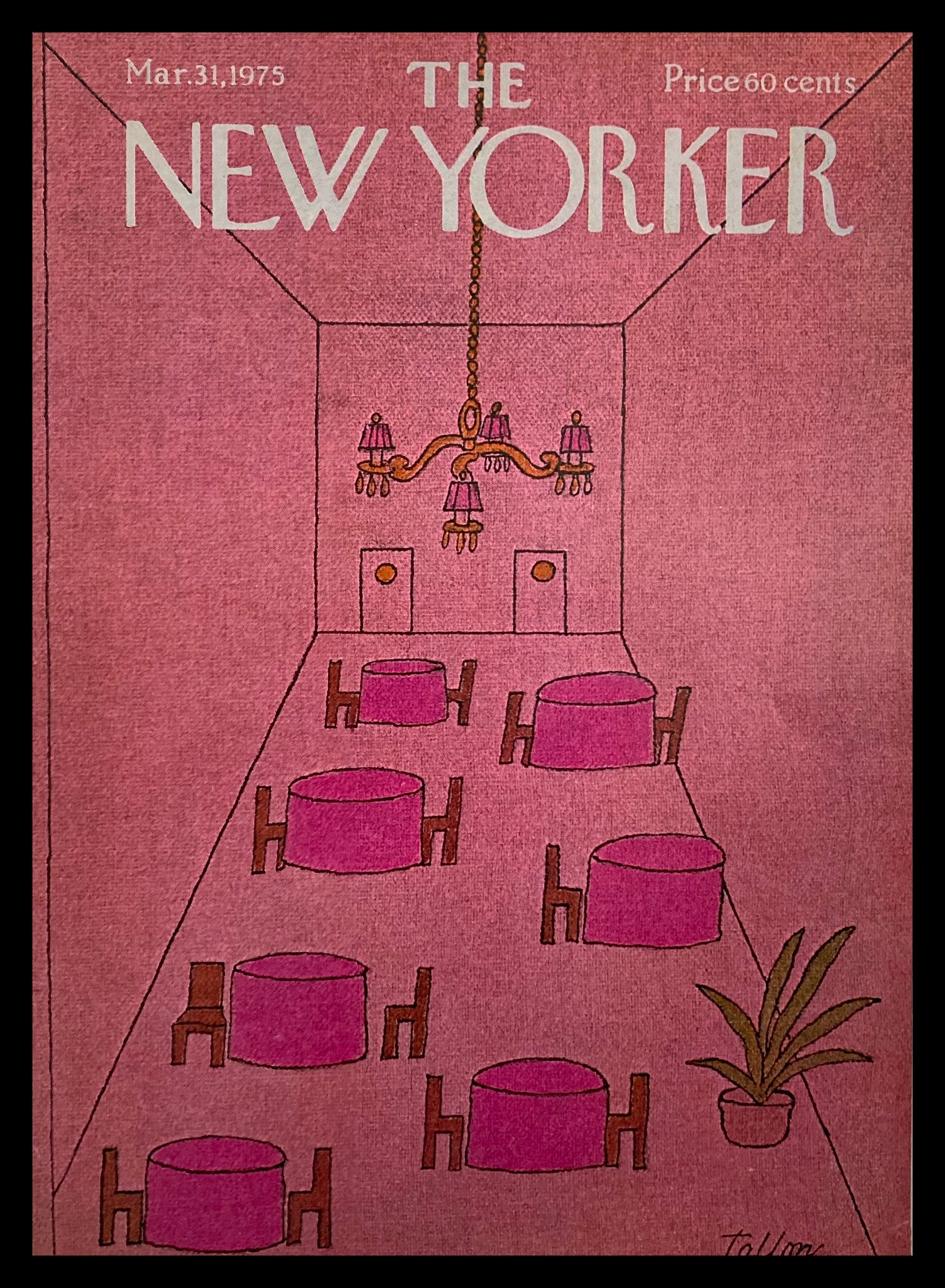 COVER ONLY The New Yorker March 31 1975 Red Tables by Robert Tallon No Label