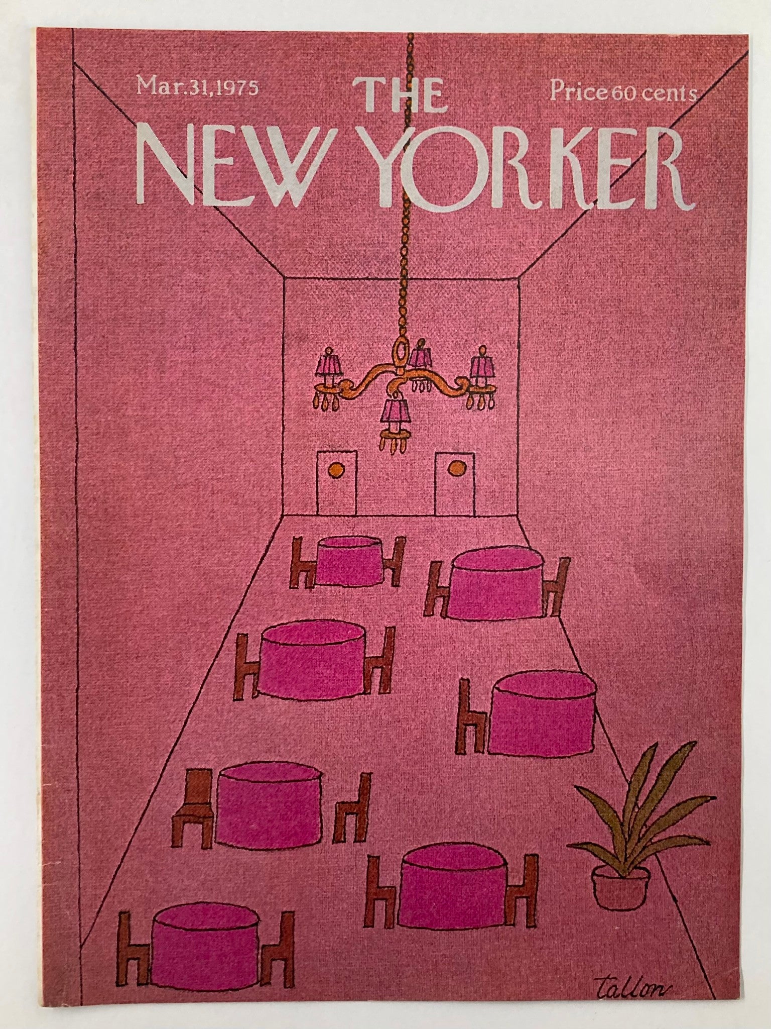 COVER ONLY The New Yorker March 31 1975 Red Tables by Robert Tallon No Label