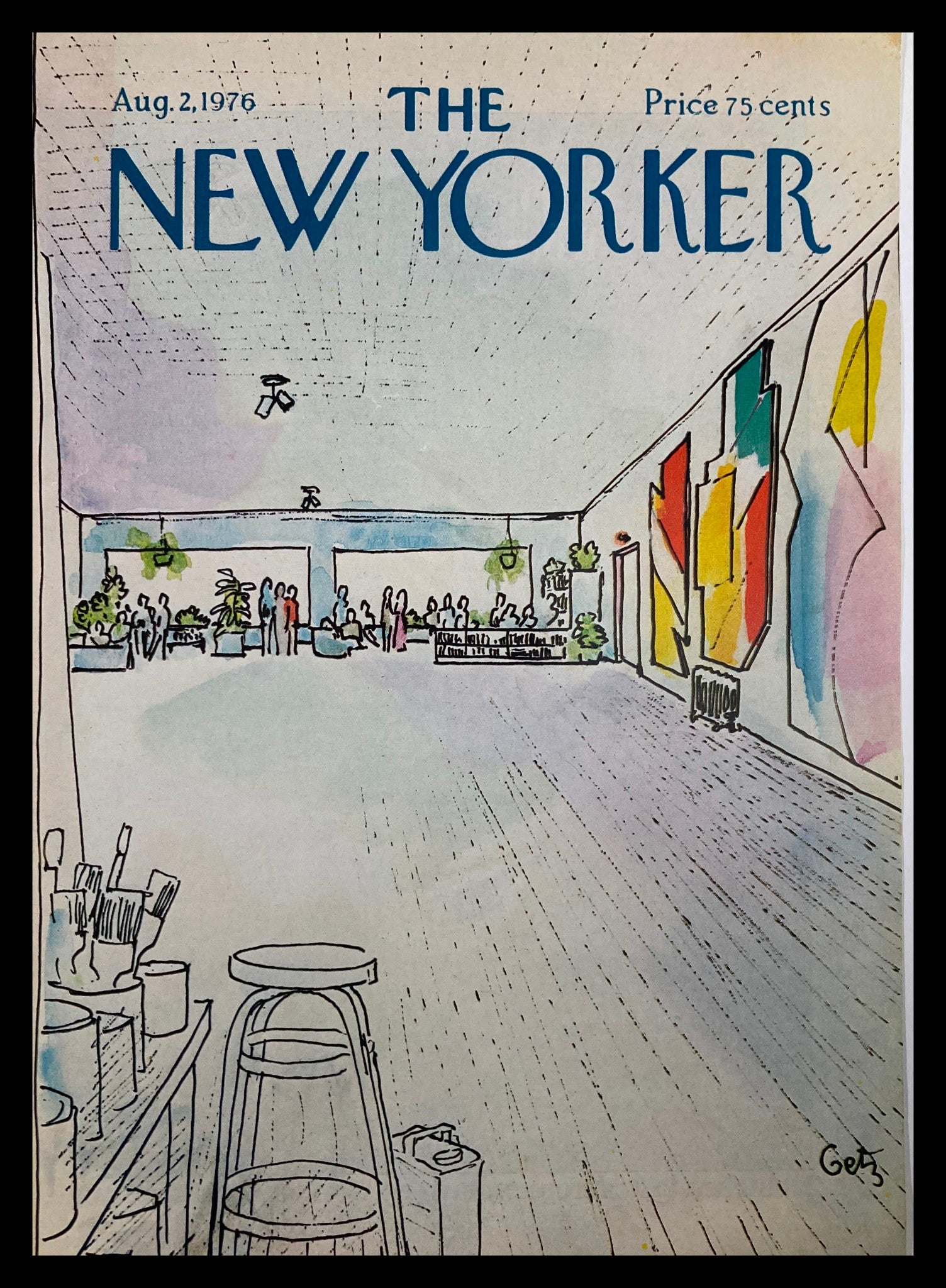 COVER ONLY The New Yorker August 2 1976 Art Gallery by Arthur Getz No Label