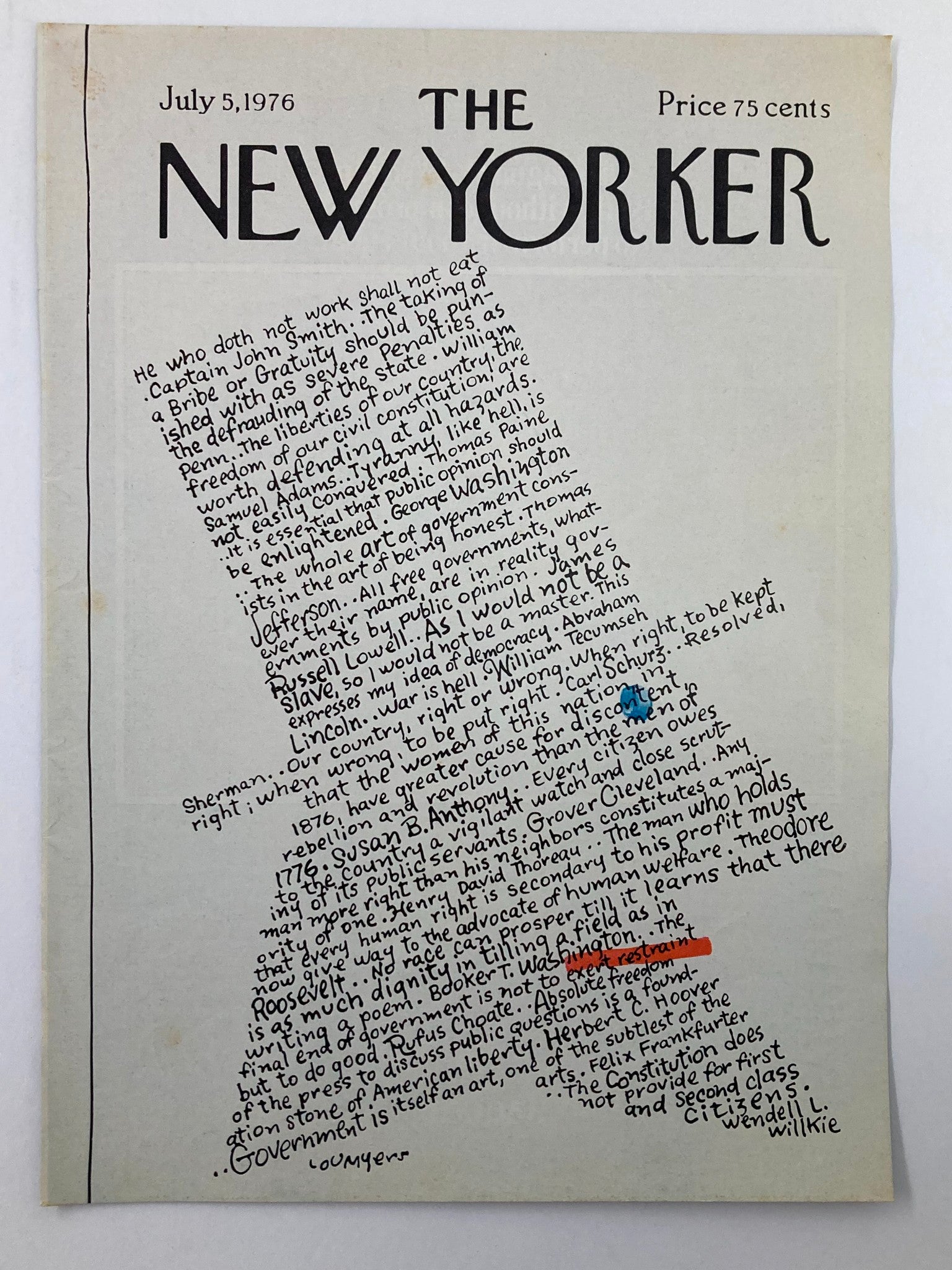 COVER ONLY The New Yorker July 5 1976 James' Letter by Lou Myers No Label