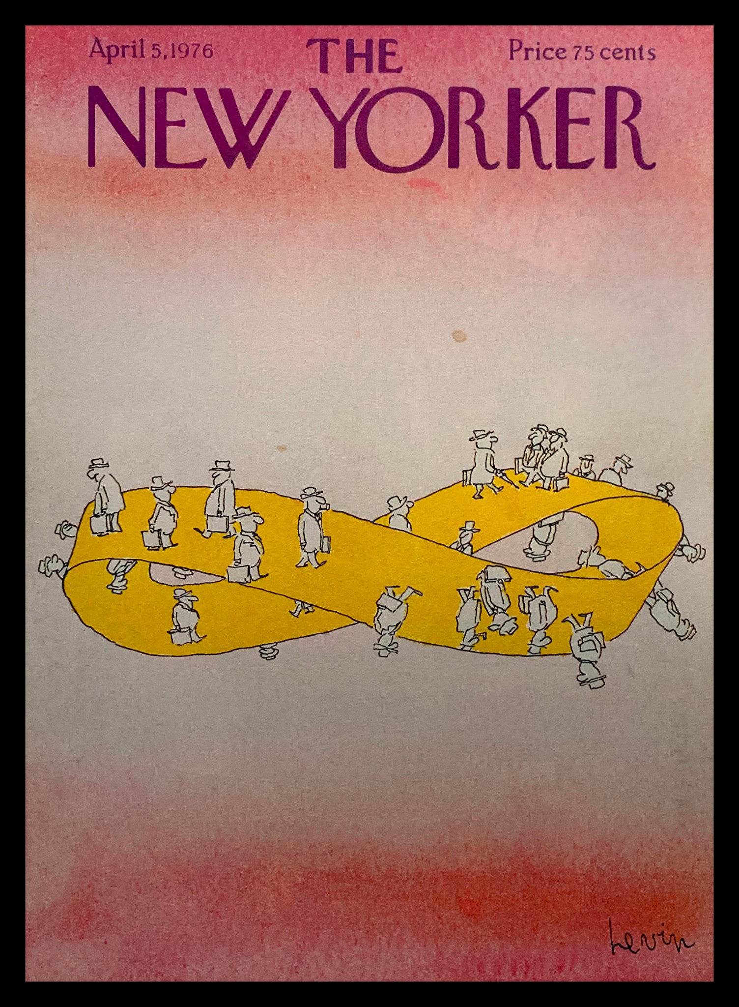 COVER ONLY The New Yorker April 5 1976 Yellow Loop by Ira Levin No Label