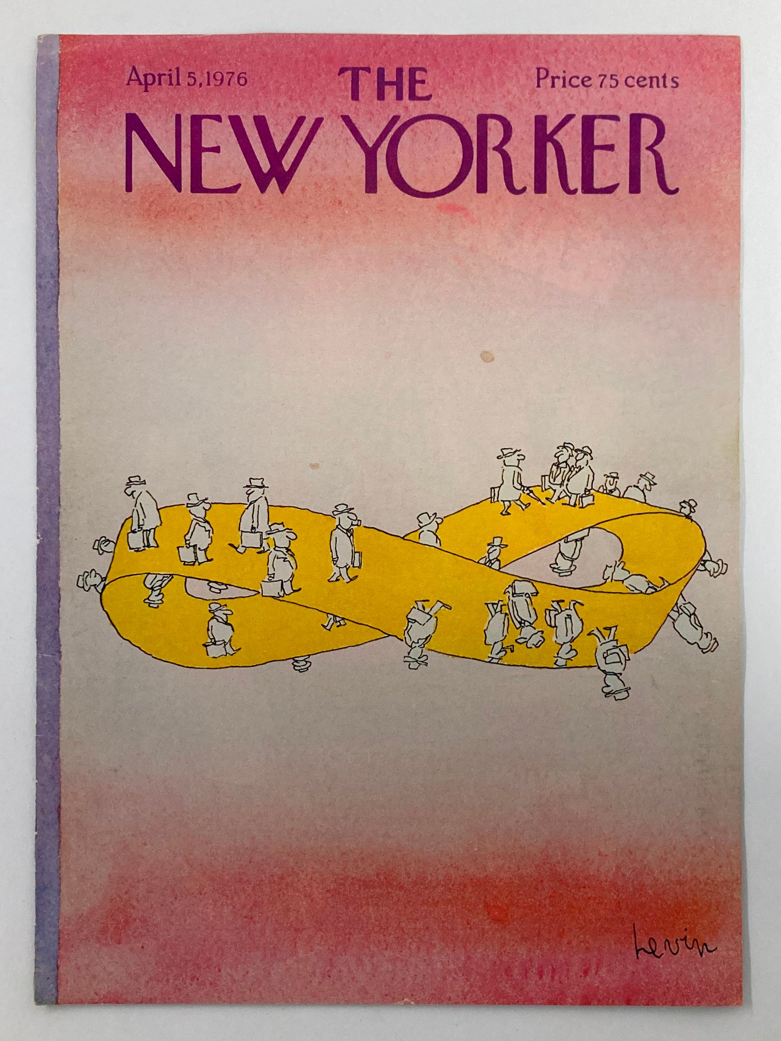 COVER ONLY The New Yorker April 5 1976 Yellow Loop by Ira Levin No Label