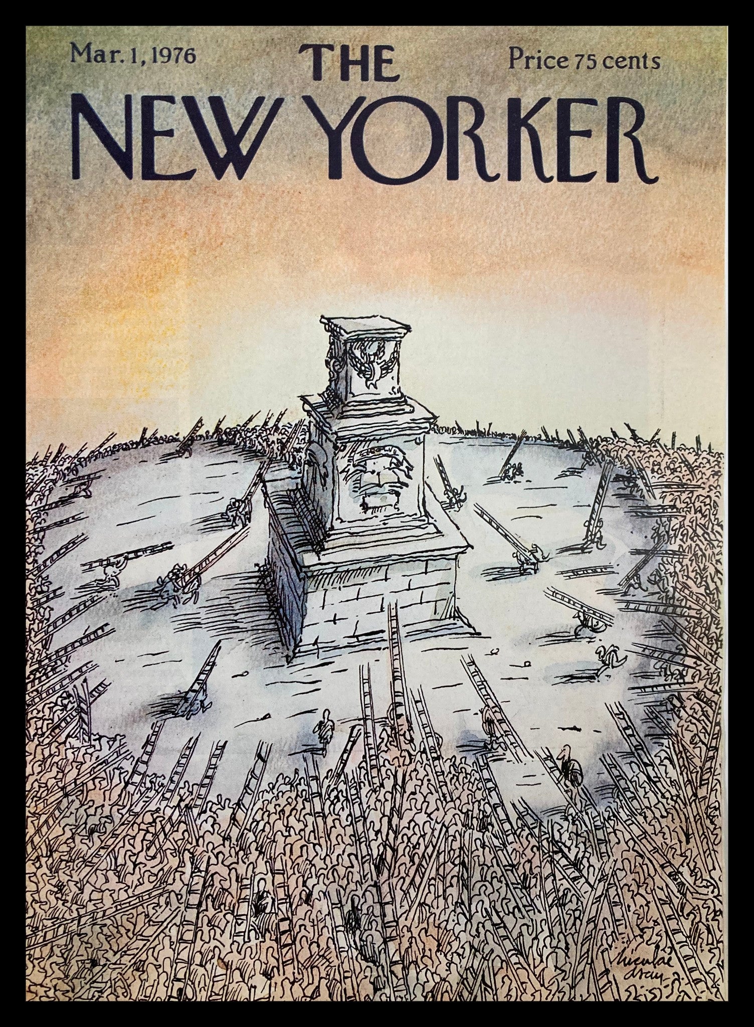 COVER ONLY The New Yorker March 1 1976 Attack! by Nicolai Asciu No Label