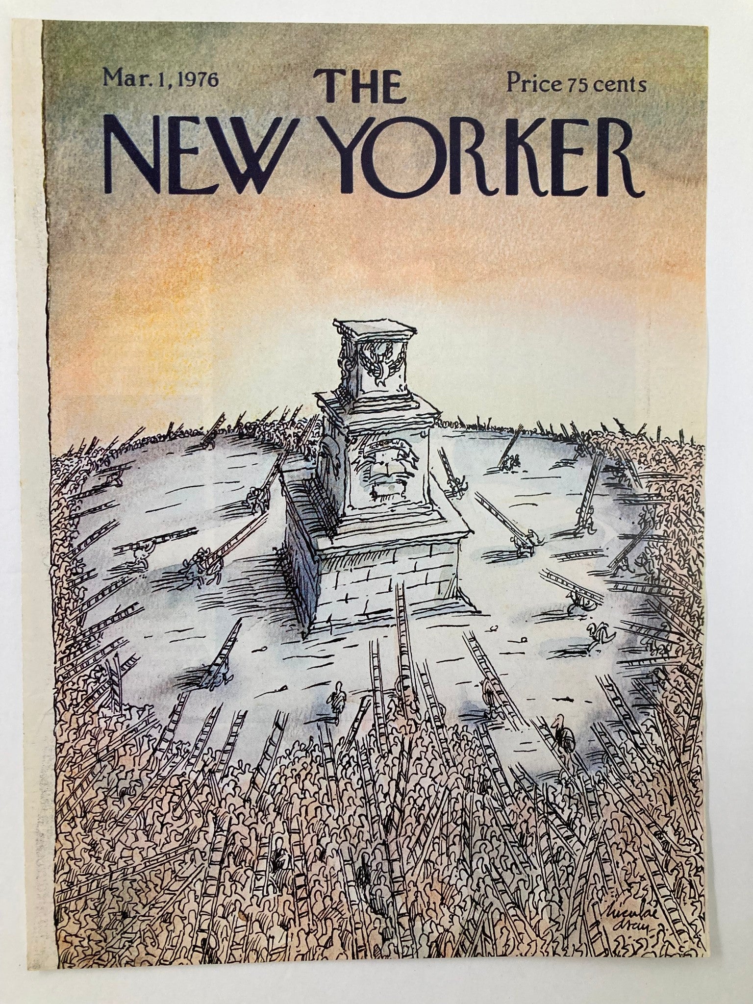 COVER ONLY The New Yorker March 1 1976 Attack! by Nicolai Asciu No Label