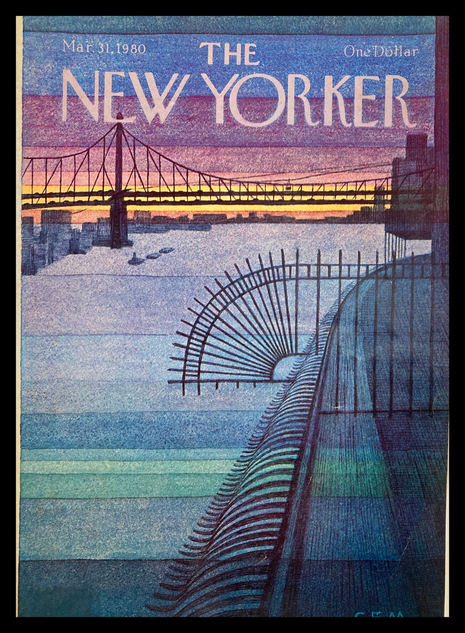 COVER ONLY The New Yorker March 31 1980 The Bridge by Charles E. Martin No Label