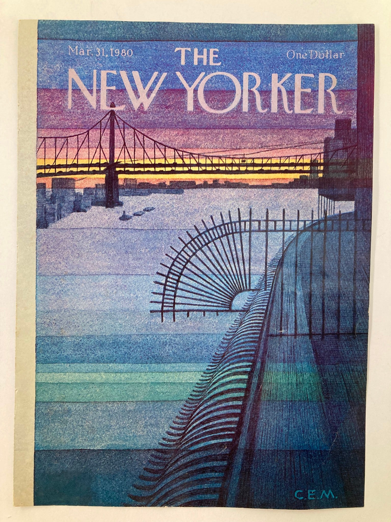 COVER ONLY The New Yorker March 31 1980 The Bridge by Charles E. Martin No Label