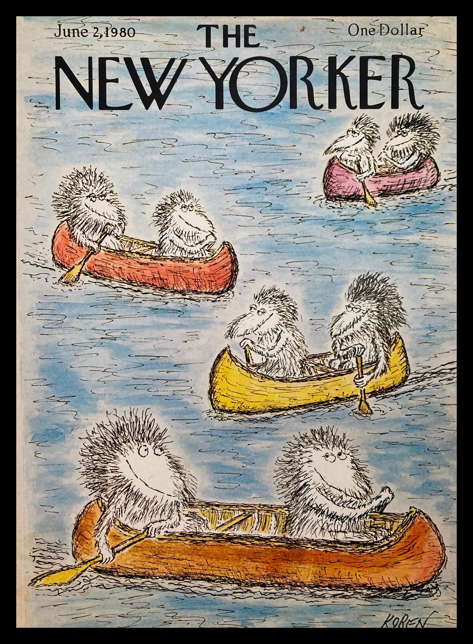 COVER ONLY The New Yorker June 2 1980 Boat Contest by Edward Koren No Label