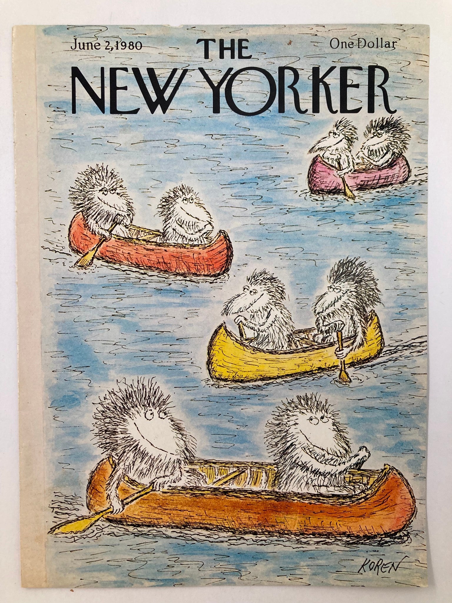 COVER ONLY The New Yorker June 2 1980 Boat Contest by Edward Koren No Label