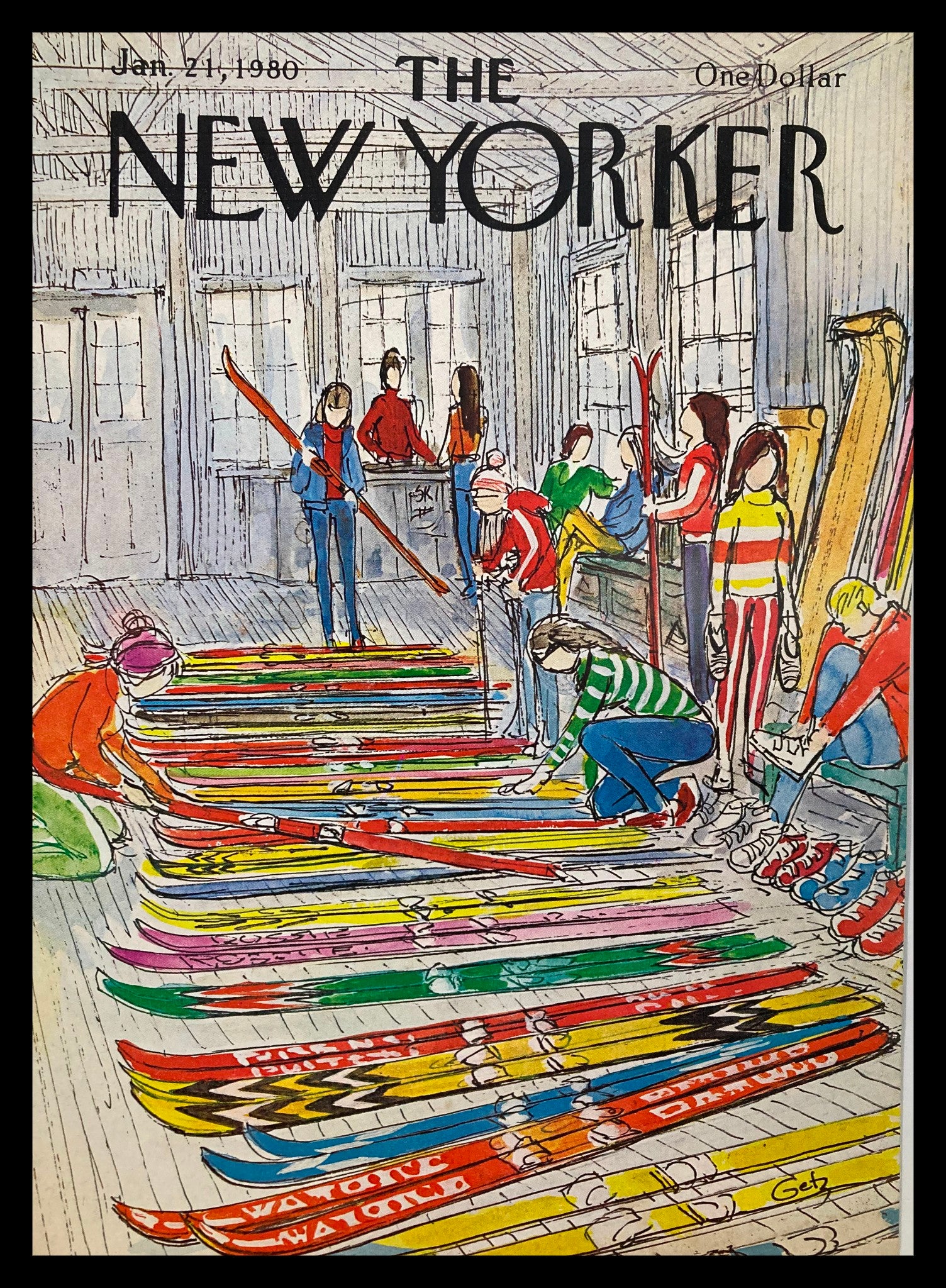 COVER ONLY The New Yorker January 21 1980 Group of Ski by Arthur Getz No Label