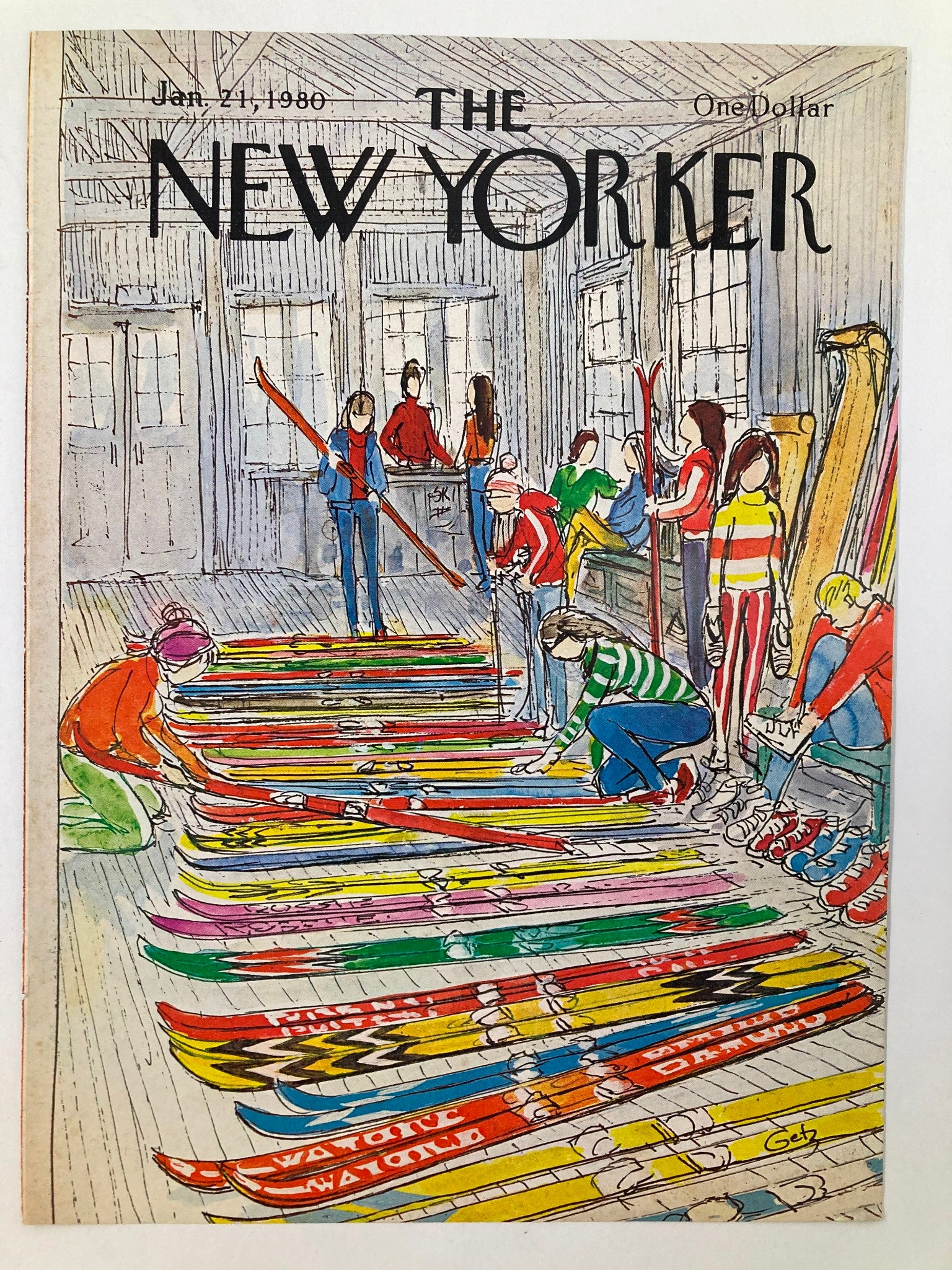 COVER ONLY The New Yorker January 21 1980 Group of Ski by Arthur Getz No Label