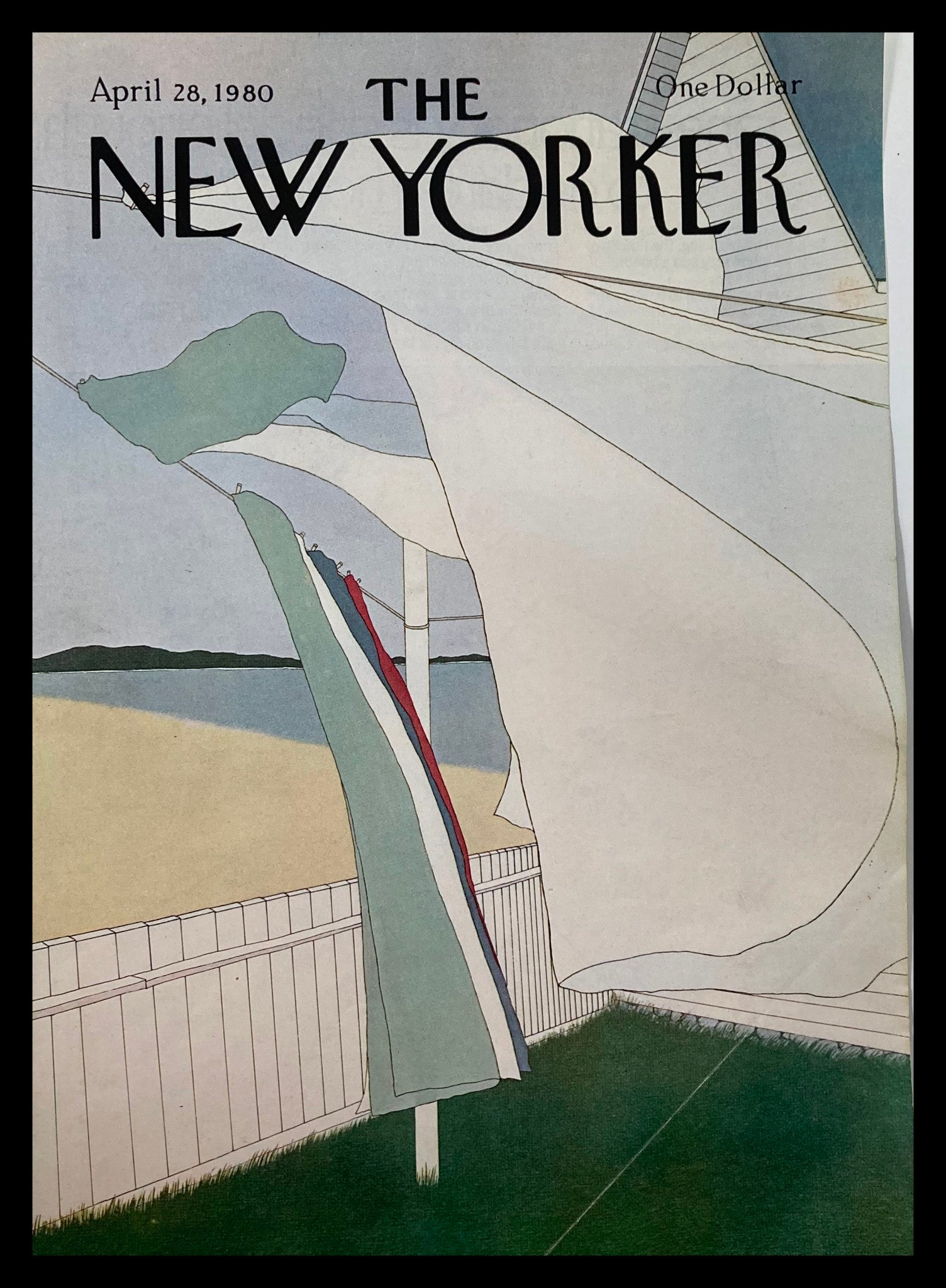 COVER ONLY The New Yorker April 28 1980 Windy Day by Gretchen Simpson No Label