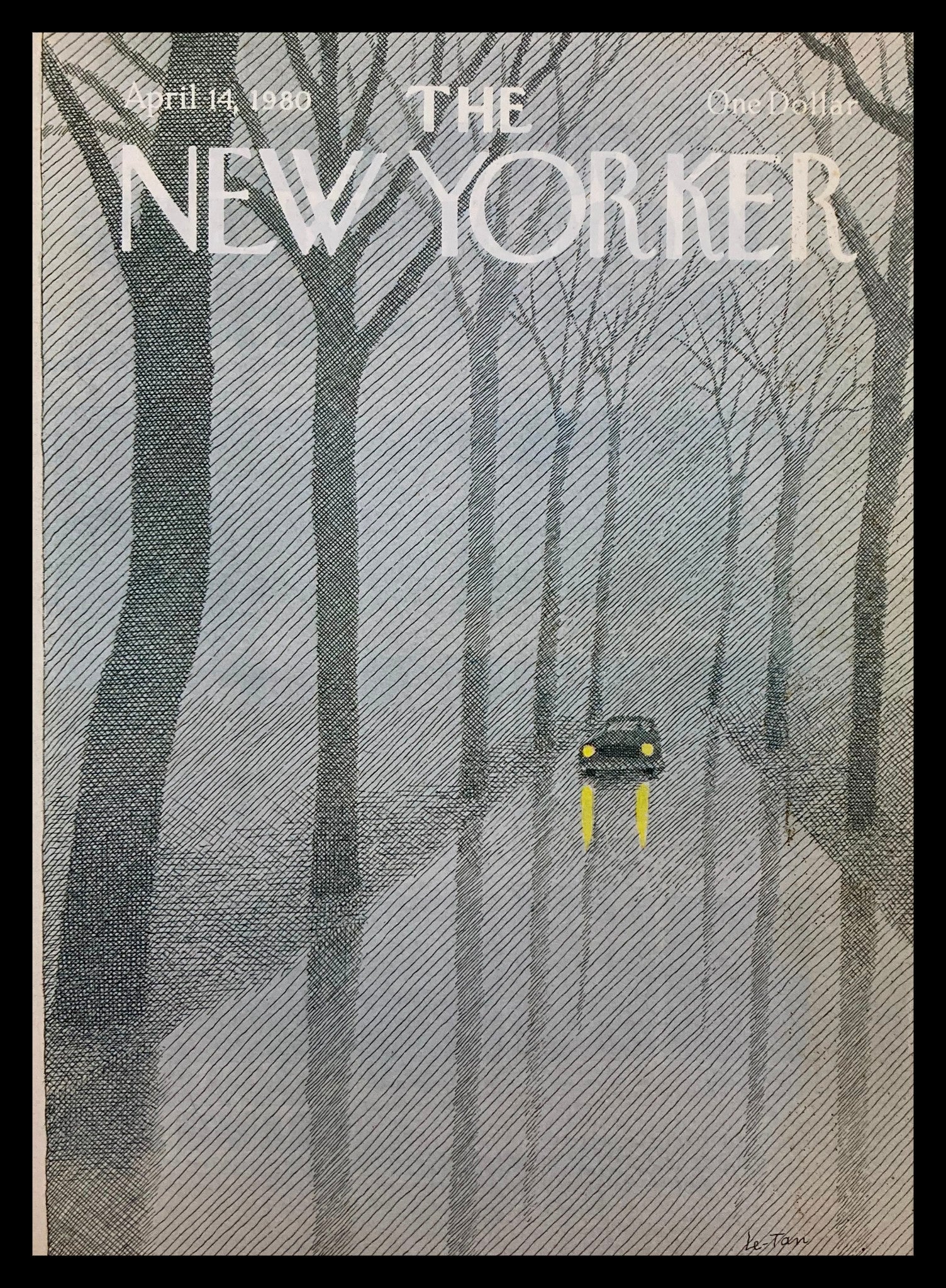 COVER ONLY The New Yorker April 14 1980 Driving by Pierre Le-Tan No Label