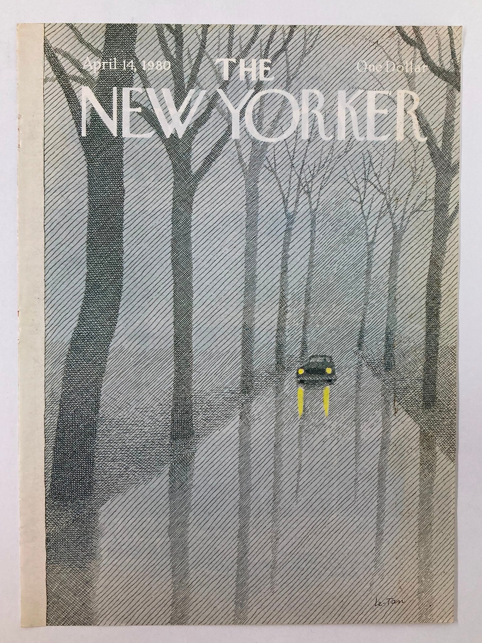 COVER ONLY The New Yorker April 14 1980 Driving by Pierre Le-Tan No Label