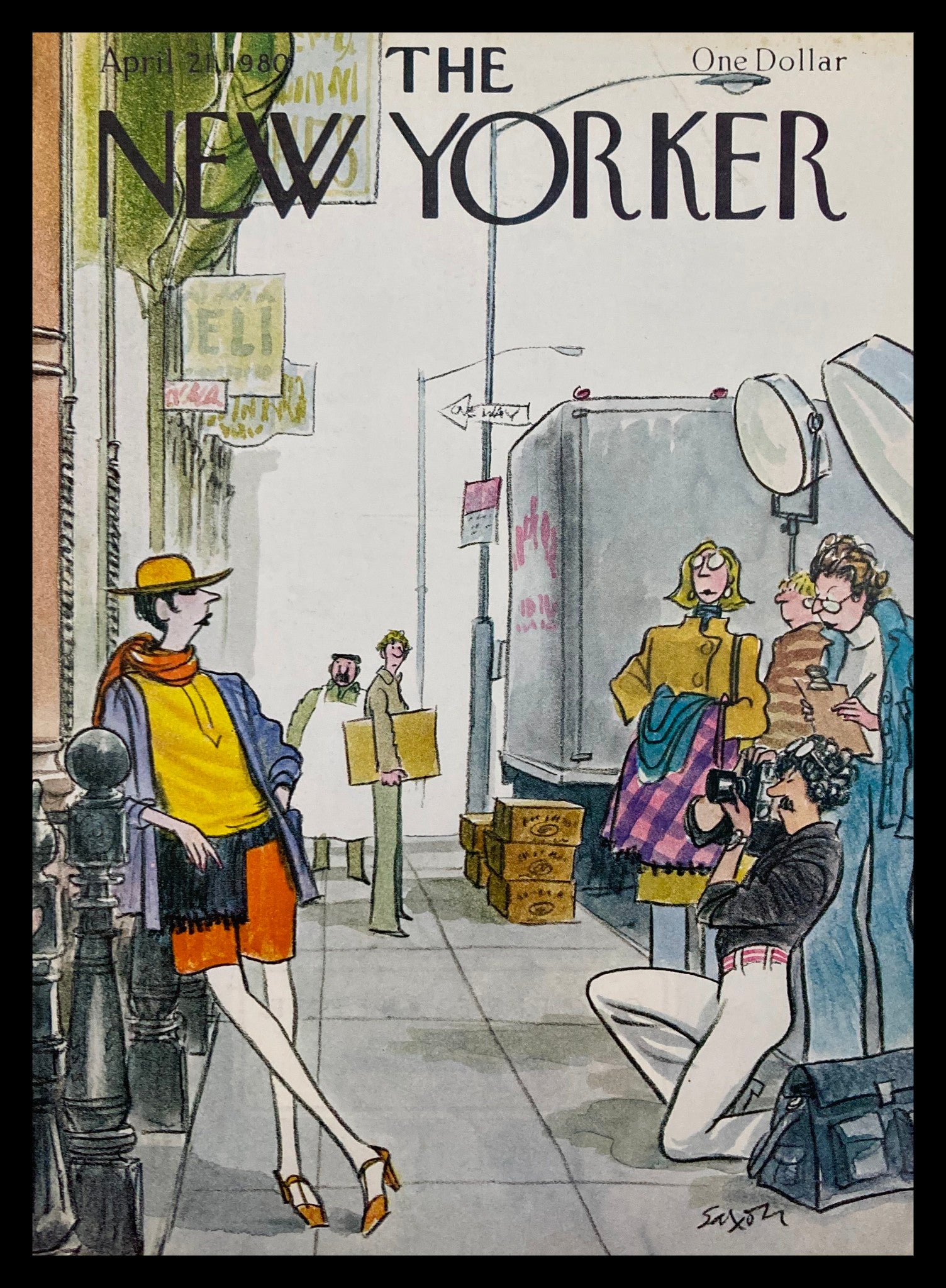 COVER ONLY The New Yorker April 21 1980 Fashion Shoot by Charles Saxon No Label