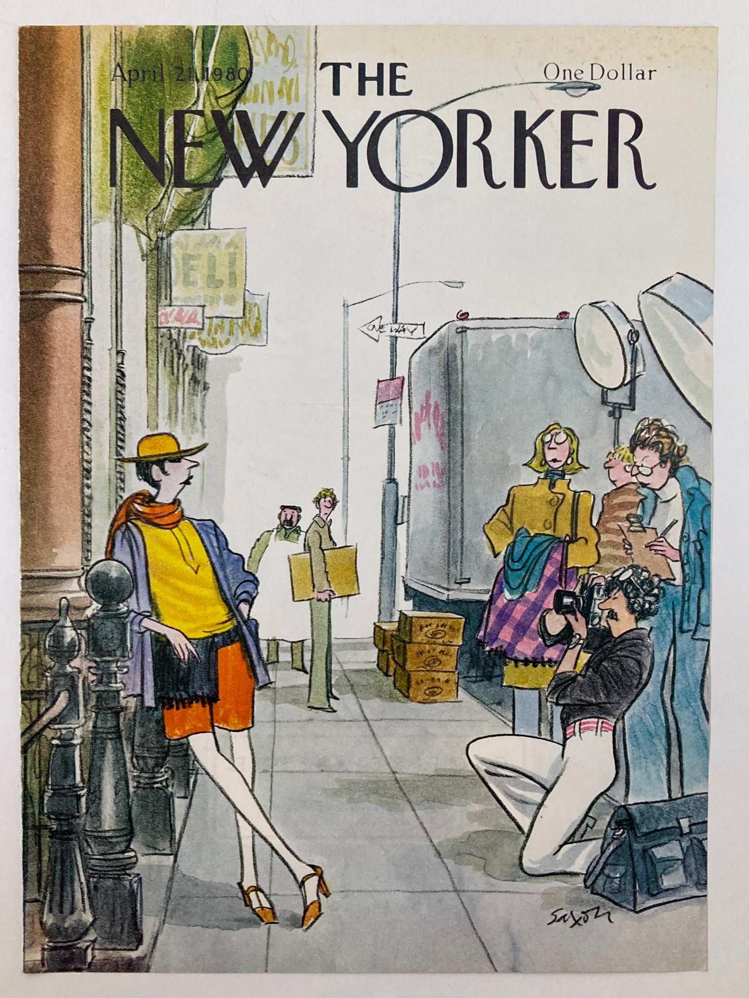 COVER ONLY The New Yorker April 21 1980 Fashion Shoot by Charles Saxon No Label