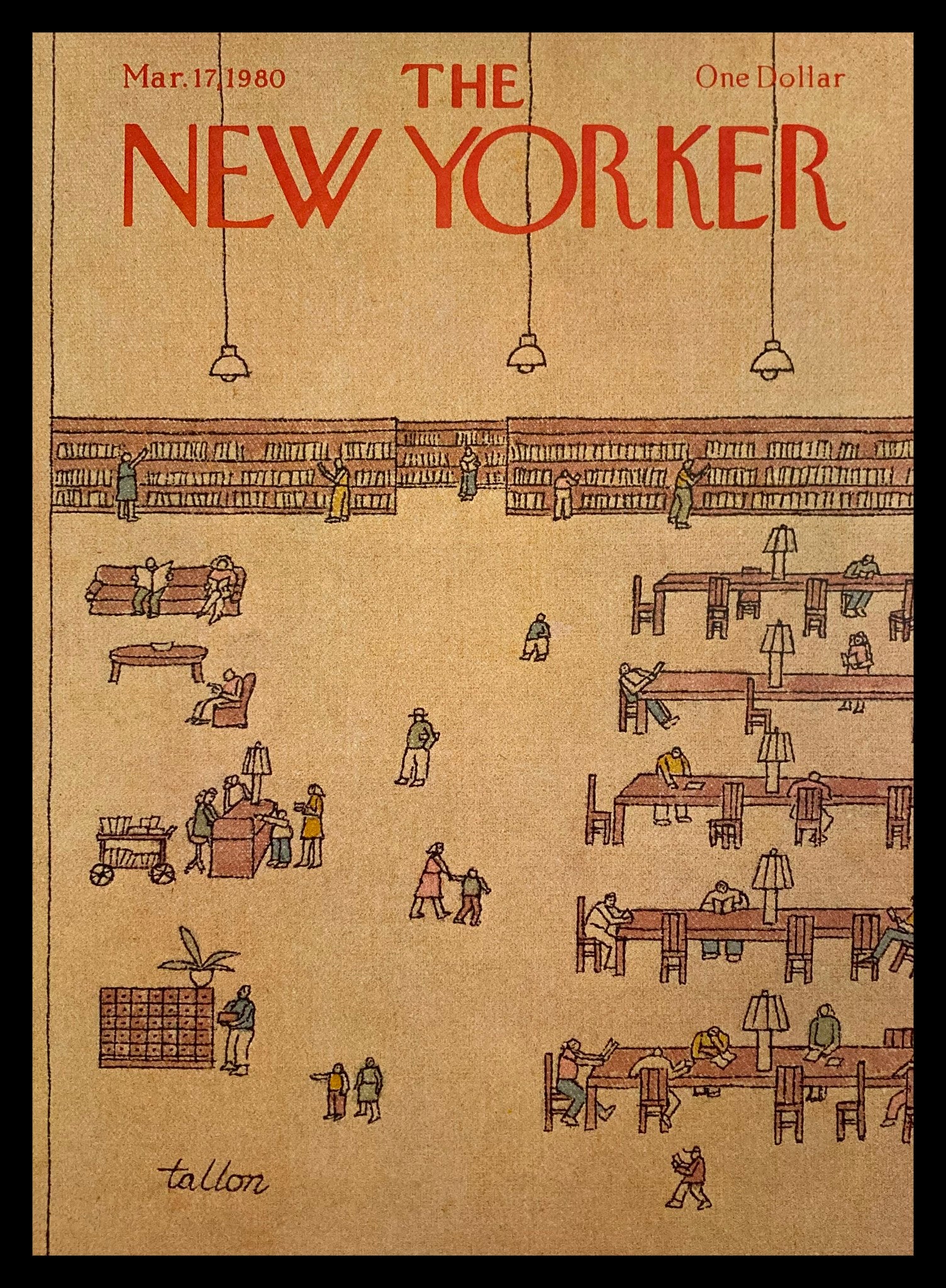 COVER ONLY The New Yorker March 17 1980 Library by Robert Tallon No Label