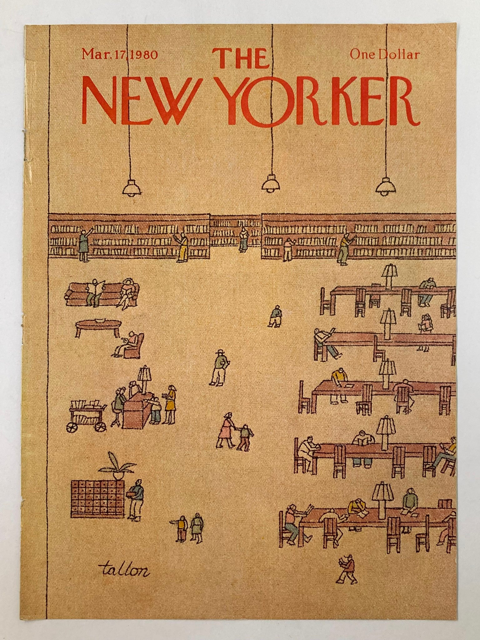 COVER ONLY The New Yorker March 17 1980 Library by Robert Tallon No Label