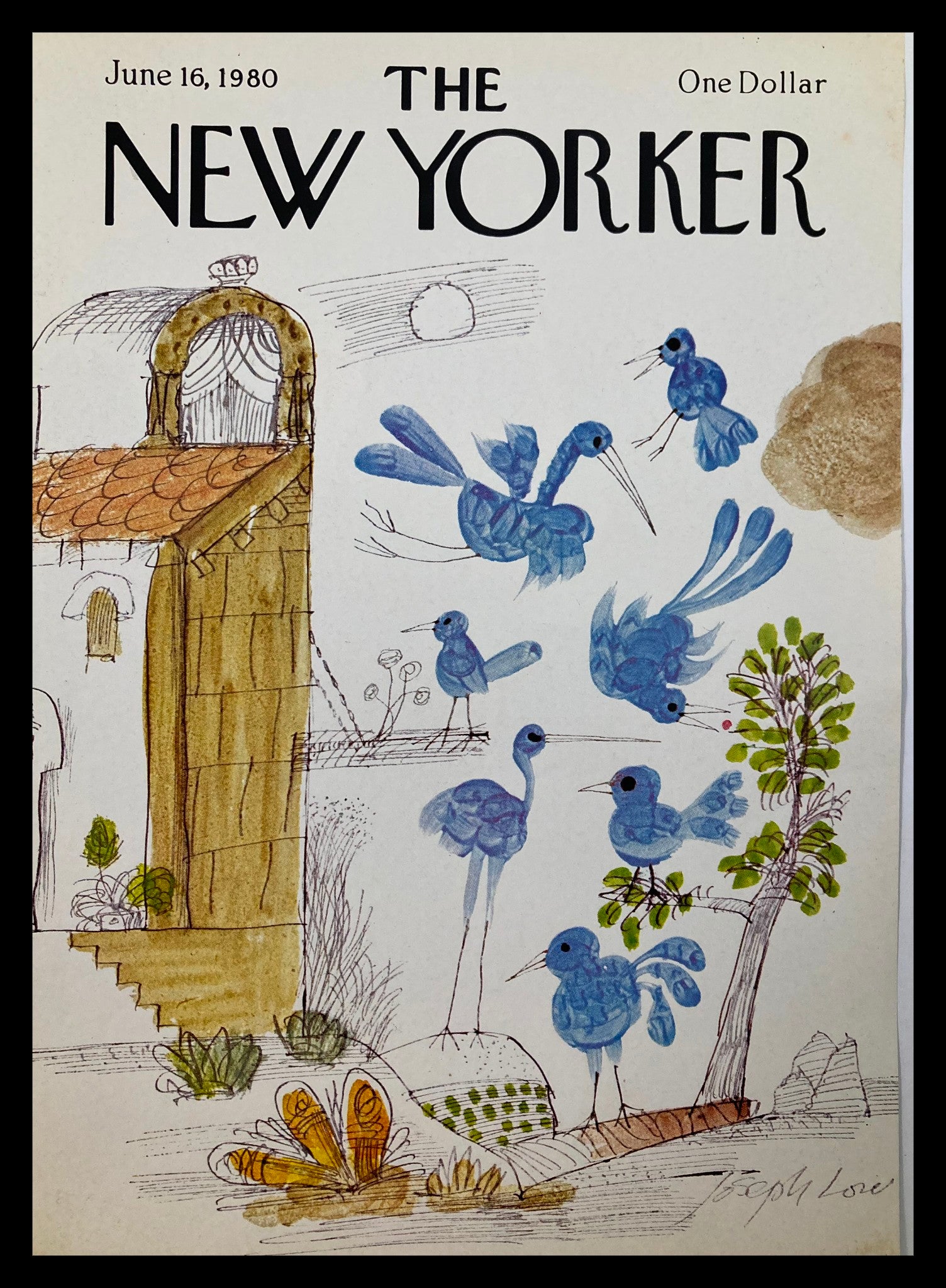 COVER ONLY The New Yorker June 16 1980 Blue Birds by Joseph Low No Label