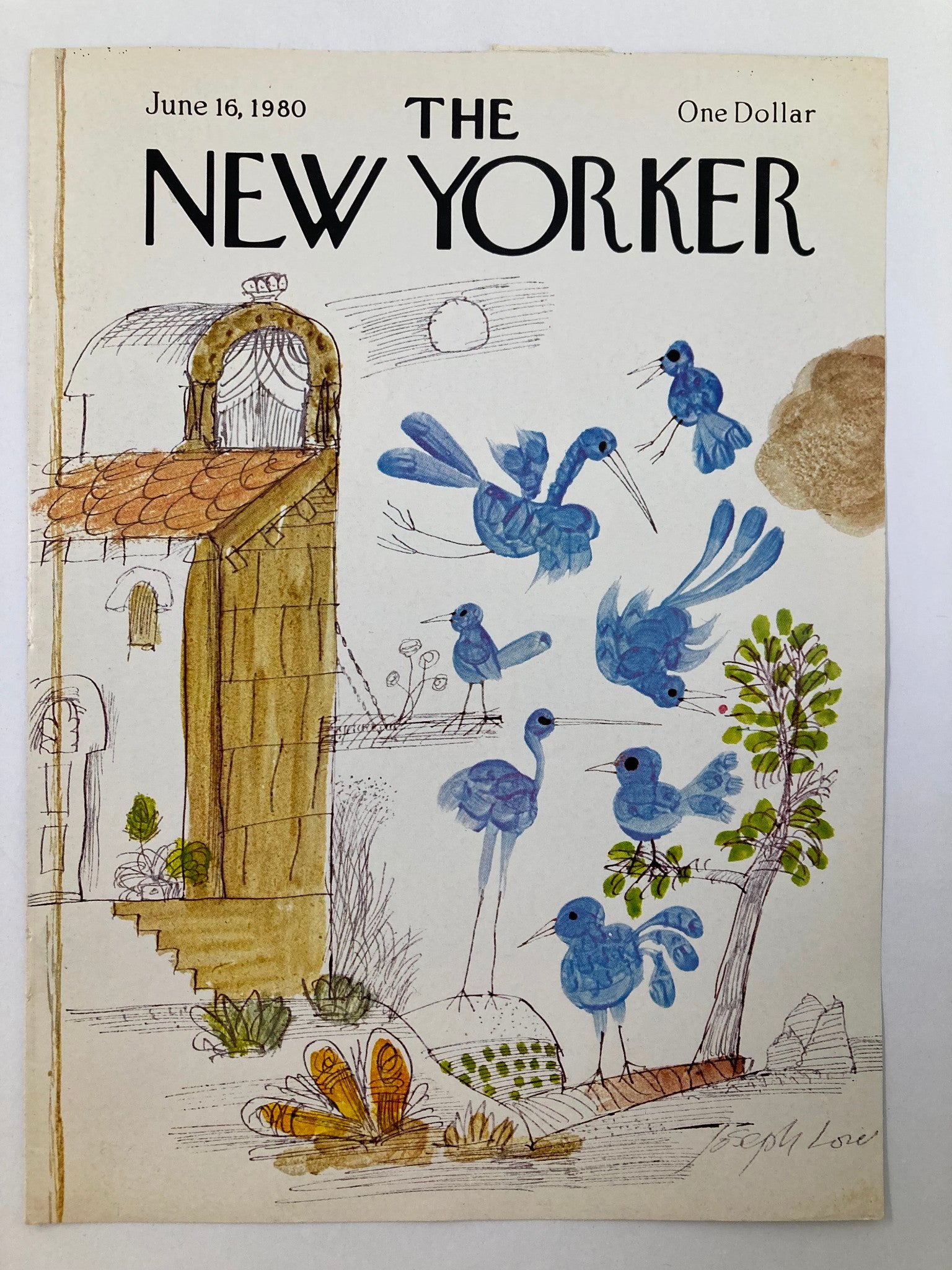 COVER ONLY The New Yorker June 16 1980 Blue Birds by Joseph Low No Label