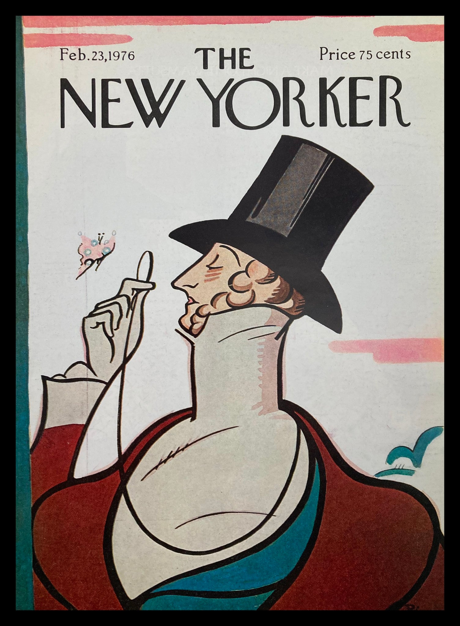 COVER ONLY The New Yorker February 23 1976 Master Eustace by Ira Levin No Label