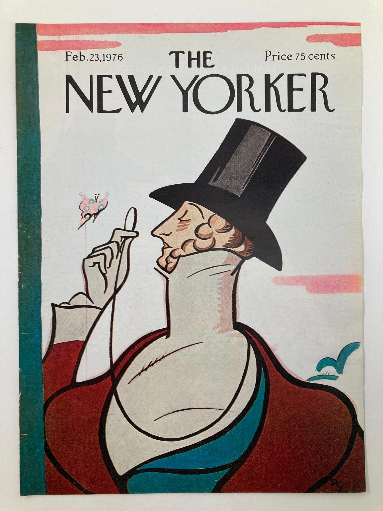 COVER ONLY The New Yorker February 23 1976 Master Eustace by Ira Levin No Label