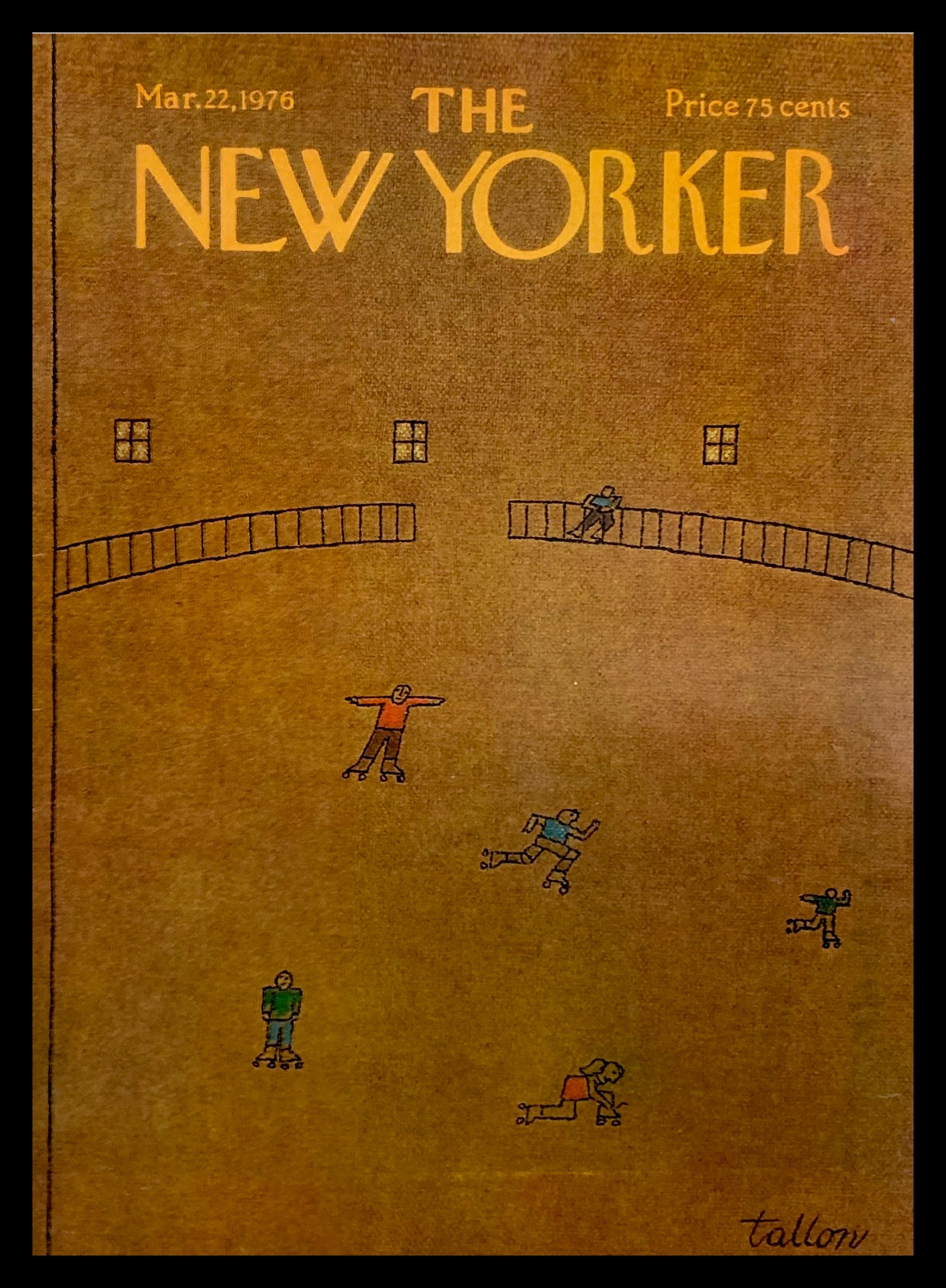 COVER ONLY The New Yorker March 22 1976 Skate Park by Robert Tallon No Label